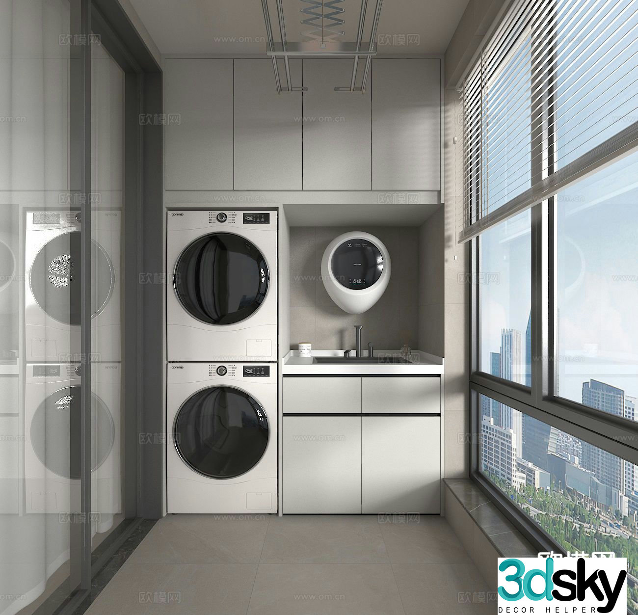 Modern living balcony 3d model