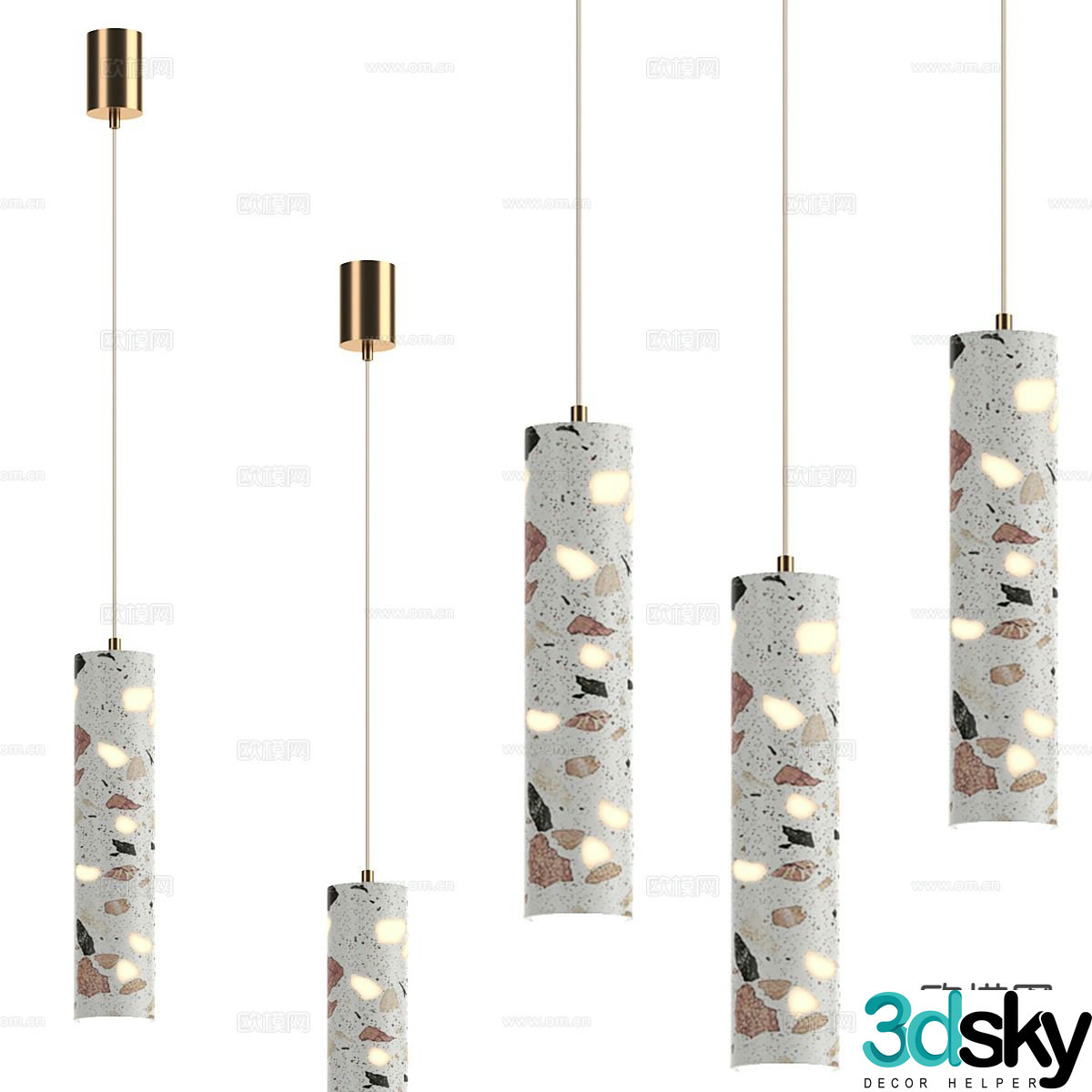 Modern terrazzo chandelier 3d model