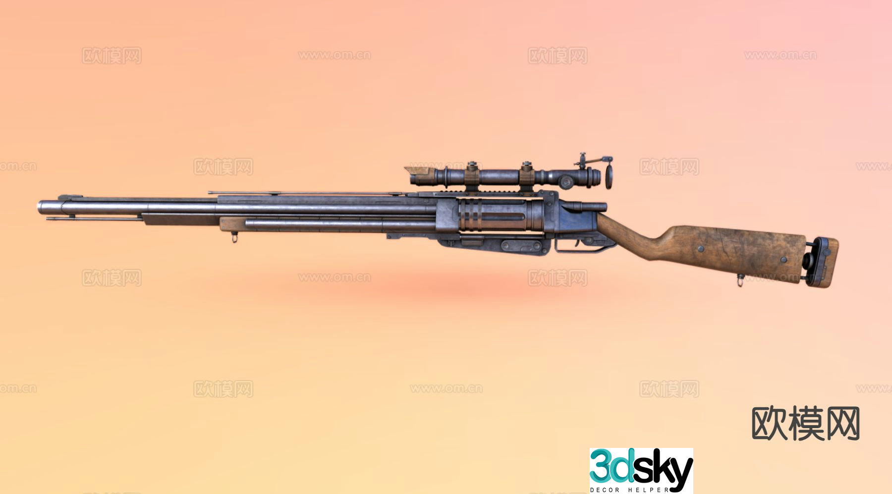 Wild west rifle 3d model