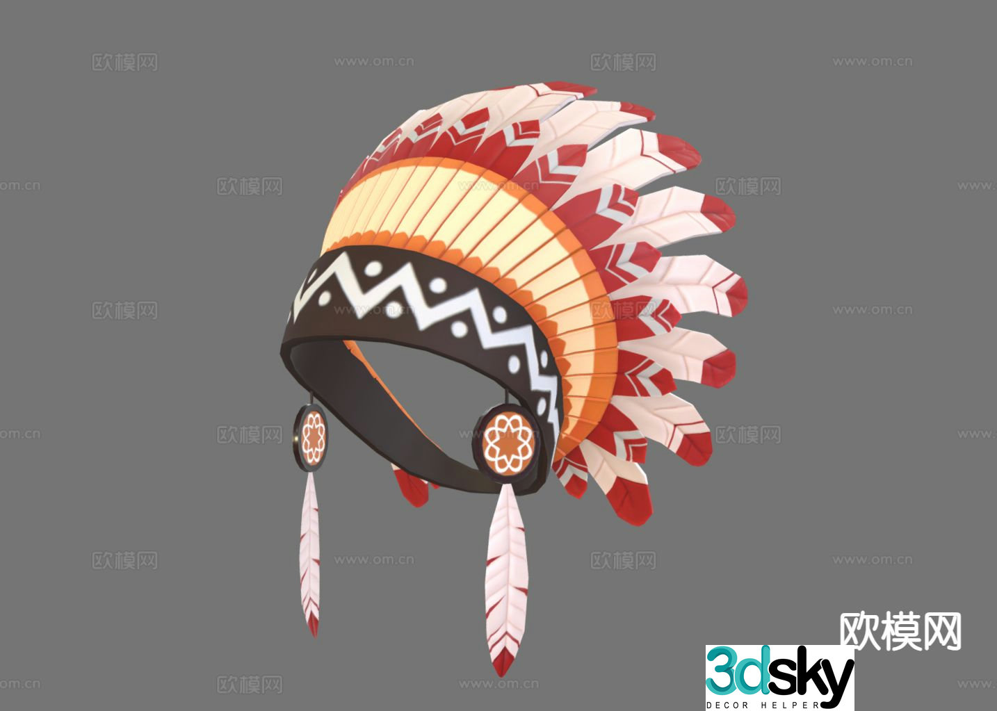 Indian headdress head hat 3d model