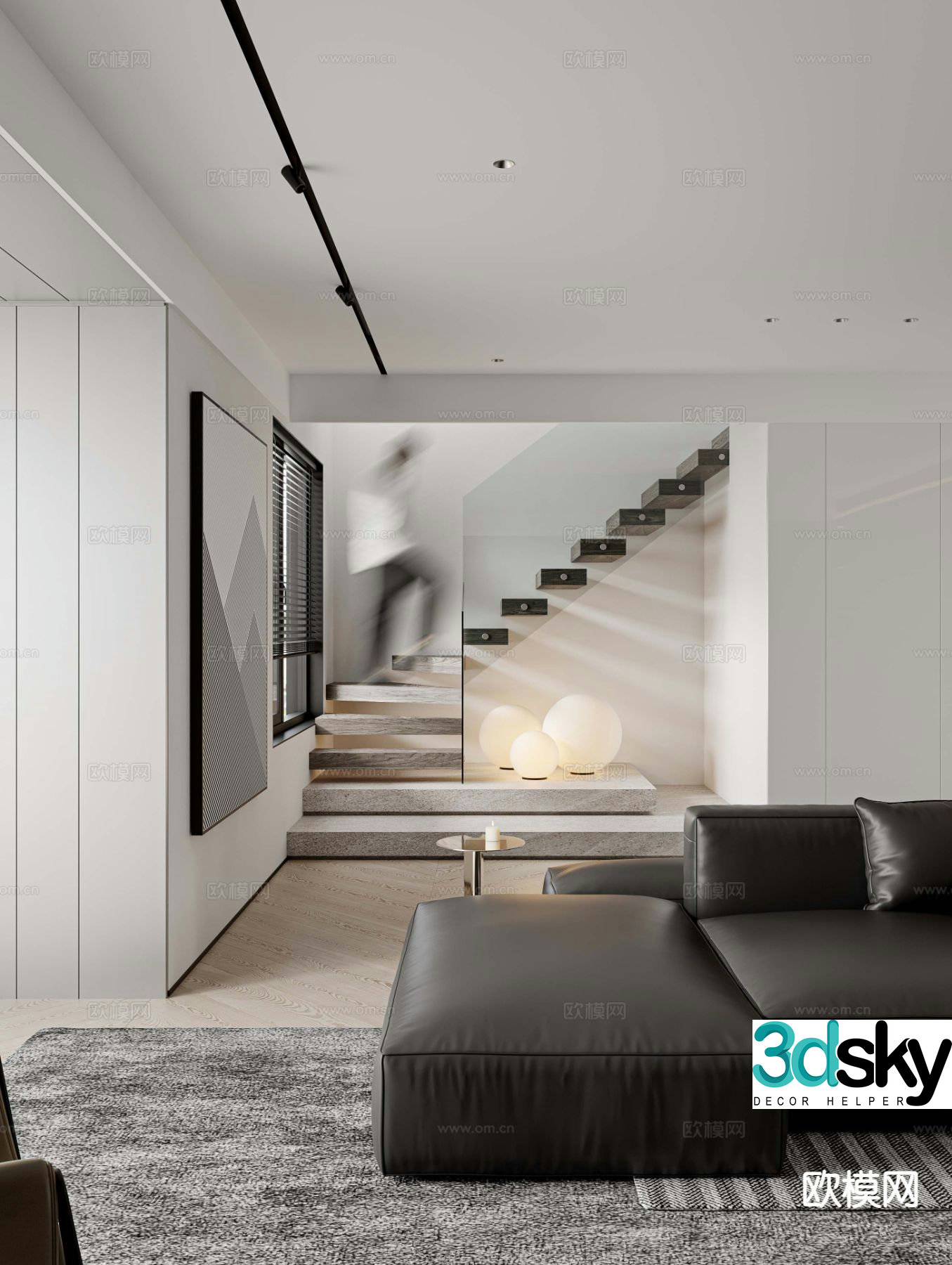Modern stairwell 3d model