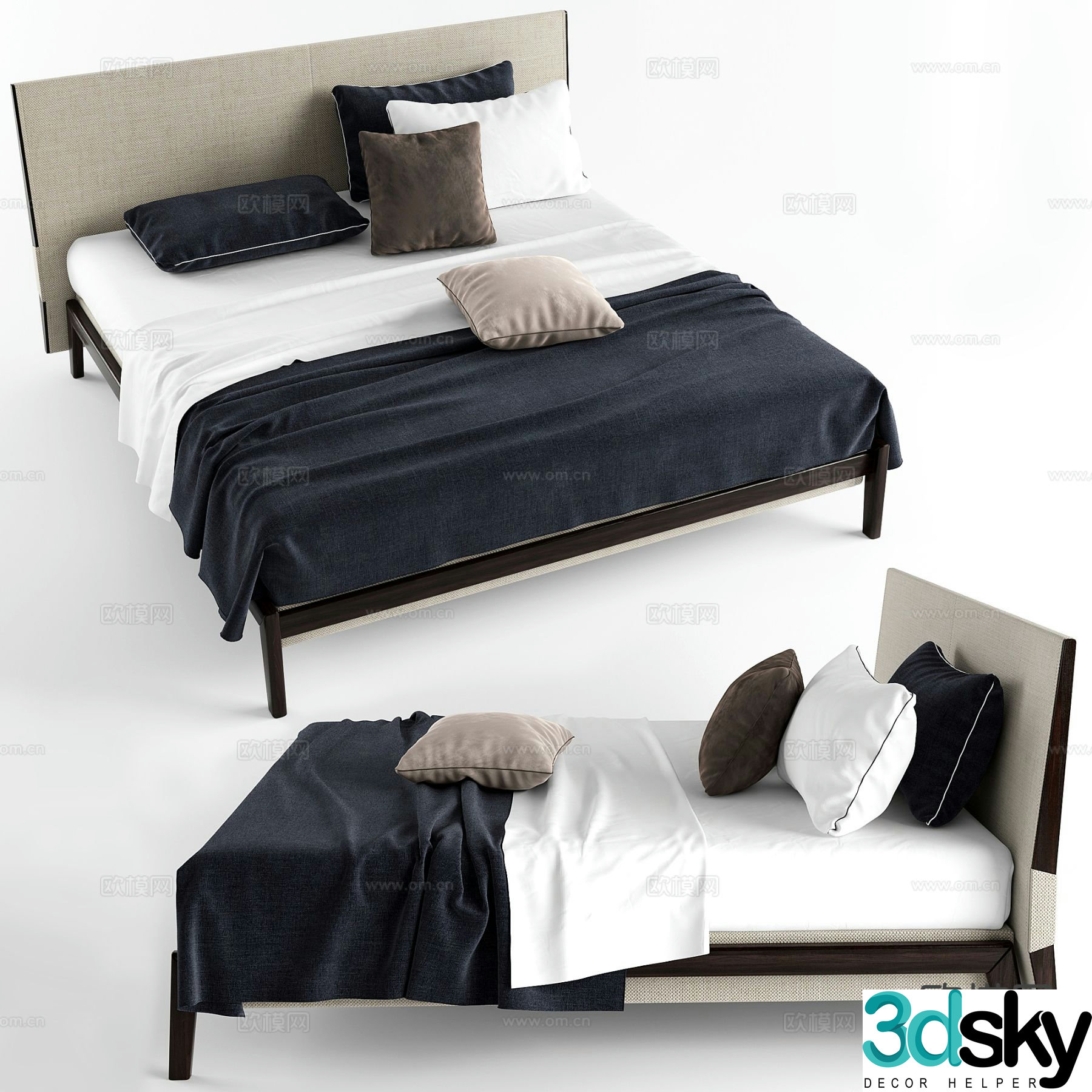 Modern double bed 3d model