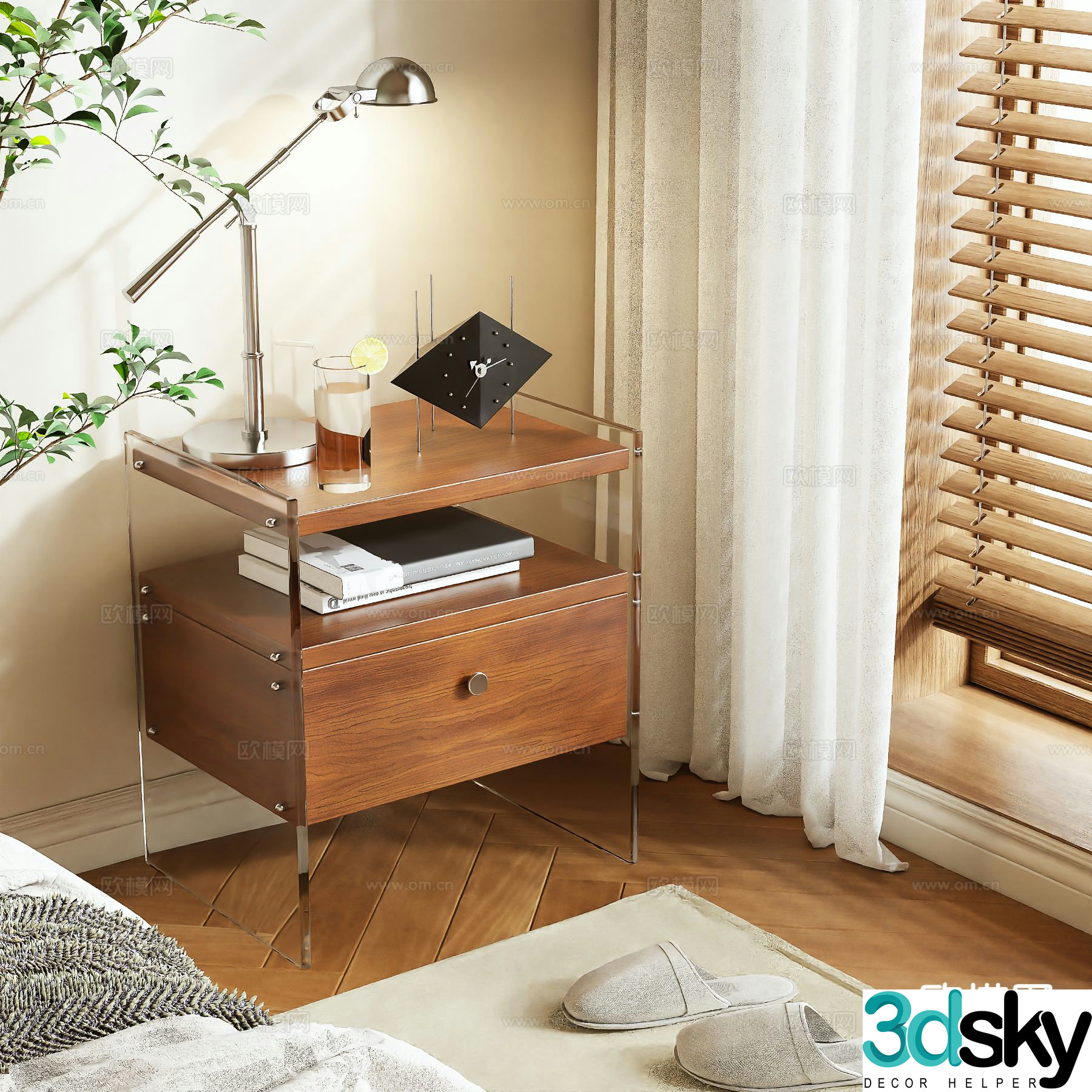 Medieval style bedside table 3d model