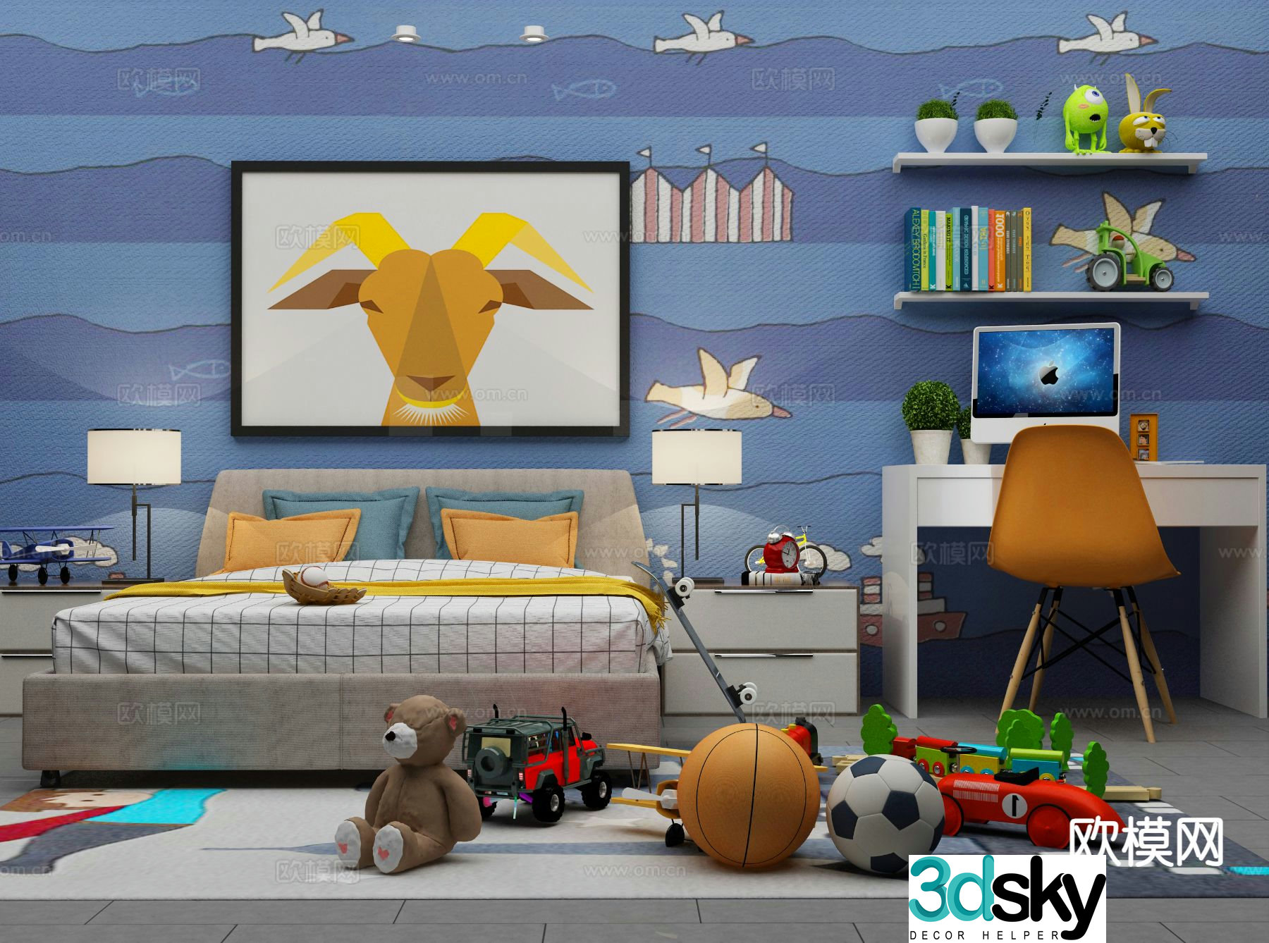 Modern children’s bed 3d model