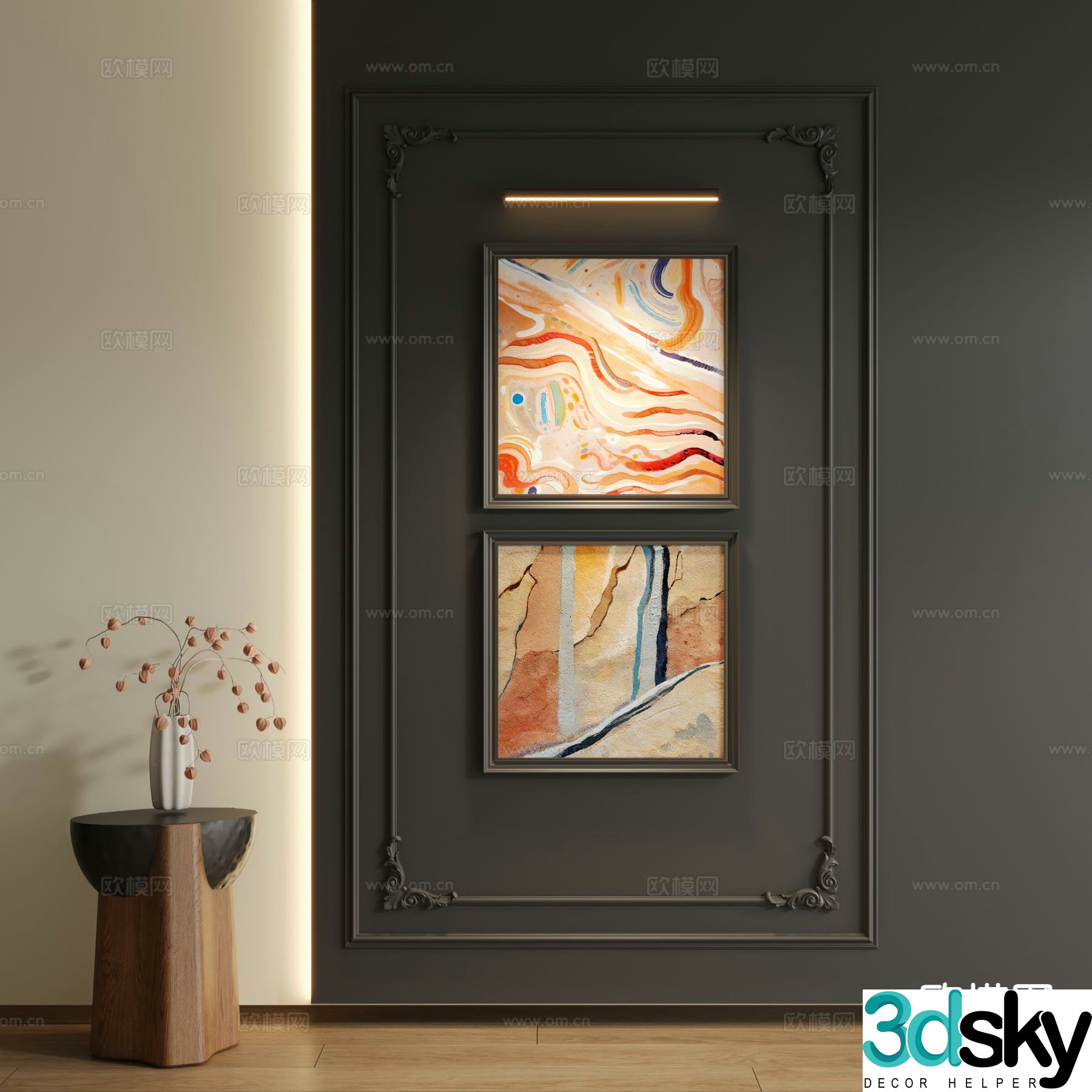 Medieval style decorative painting oil painting 3d model
