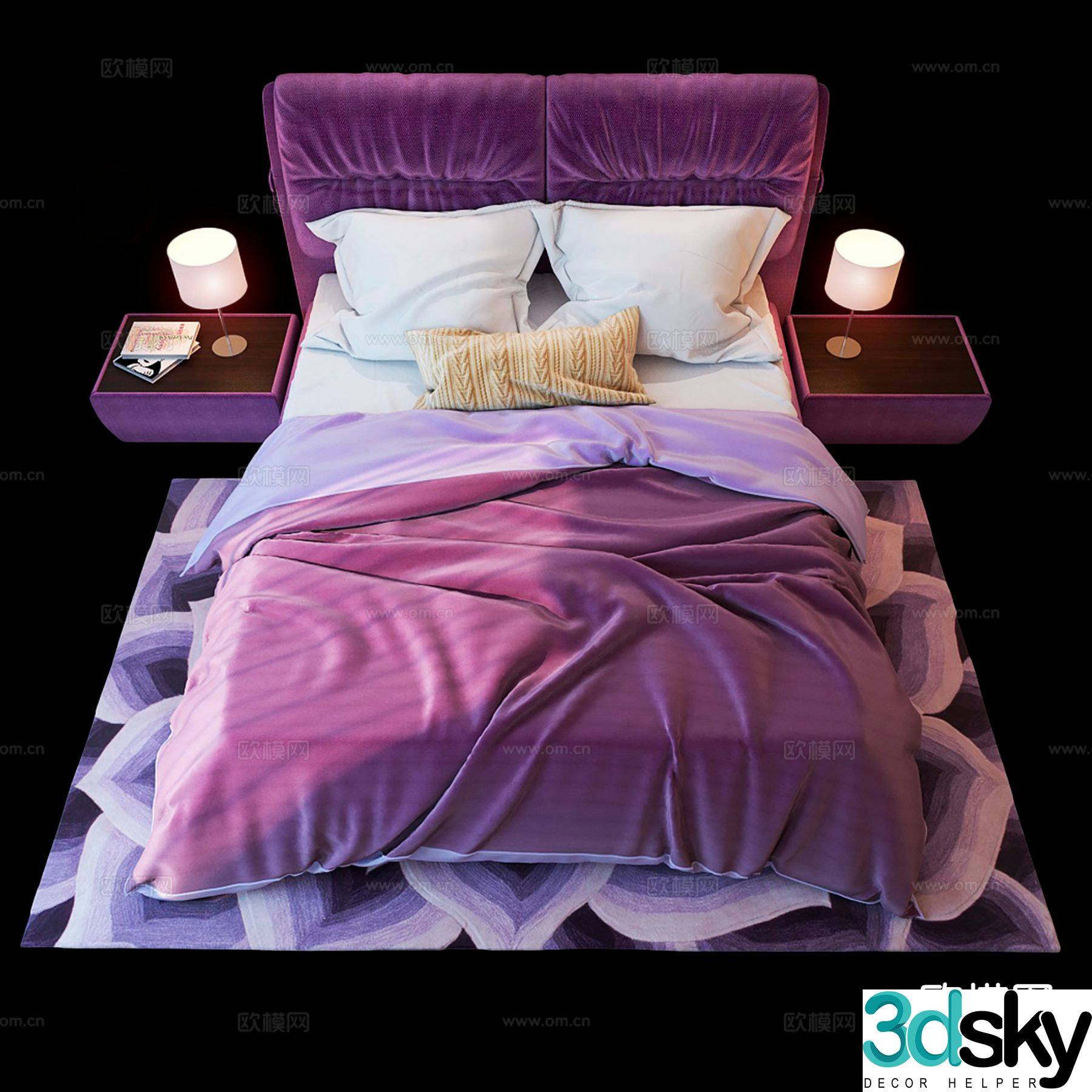 Postmodern double bed 3d model