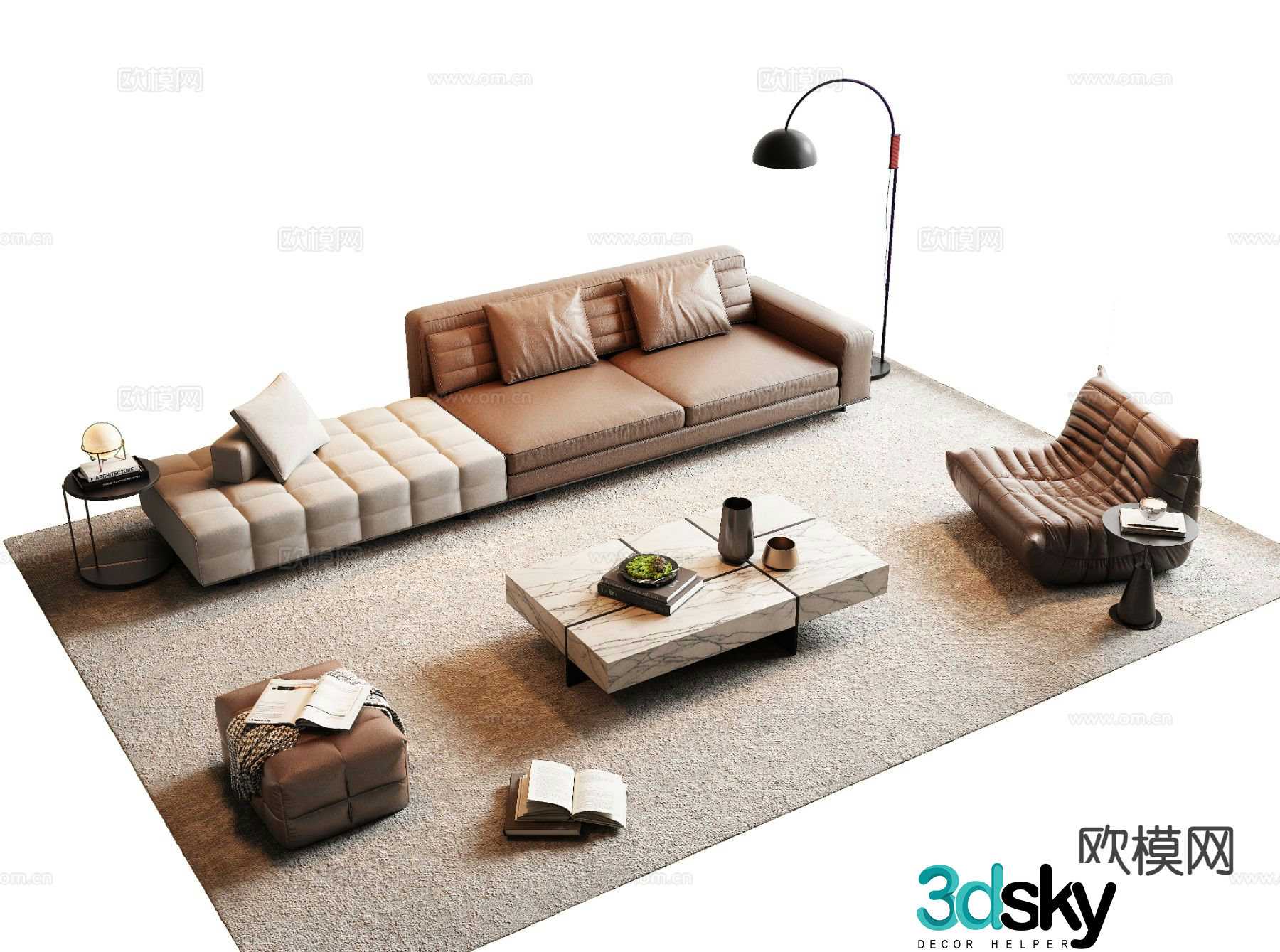 Italian sectional sofa 3d model
