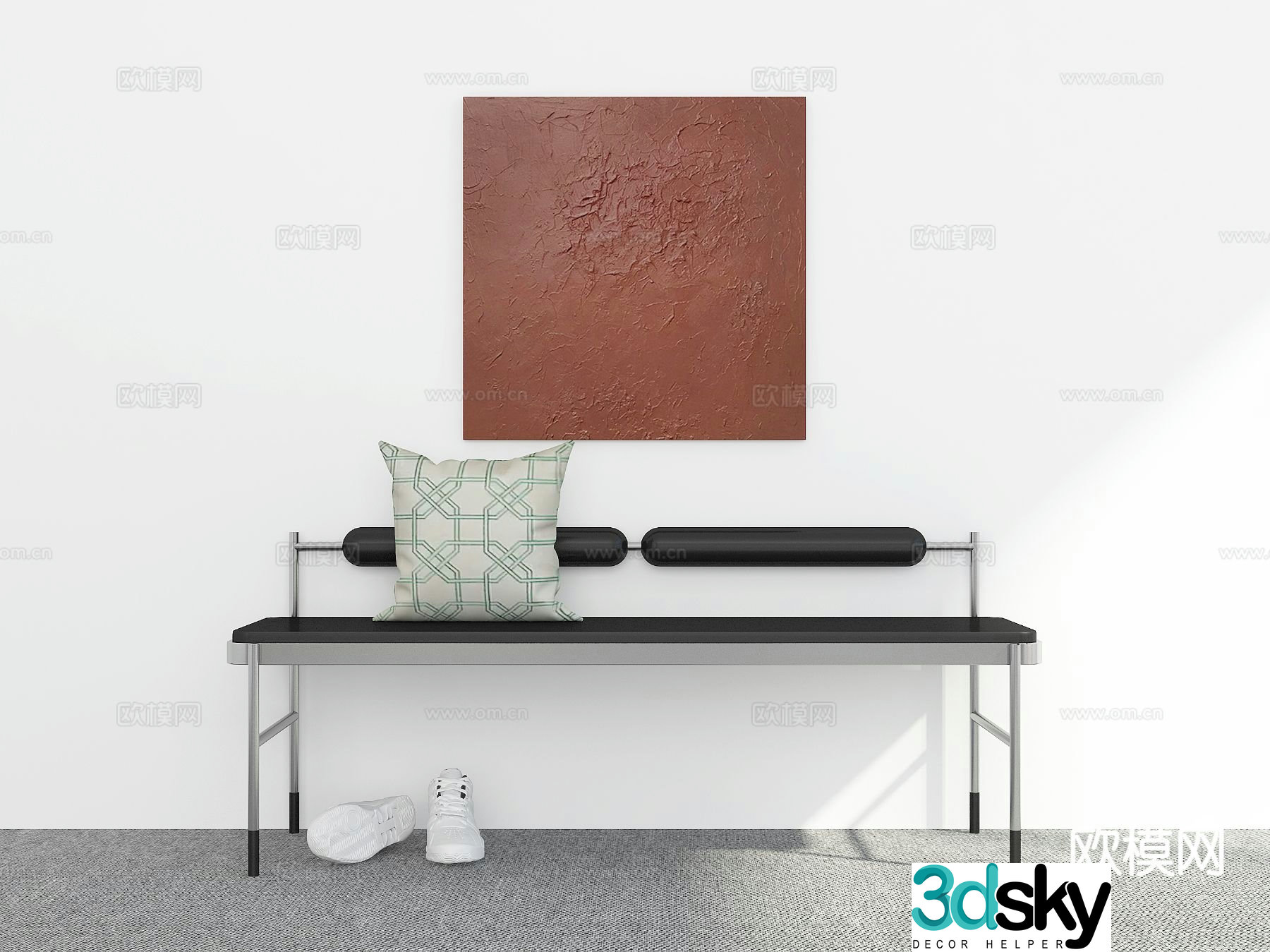 Modern bench shoe changing stool 3d model