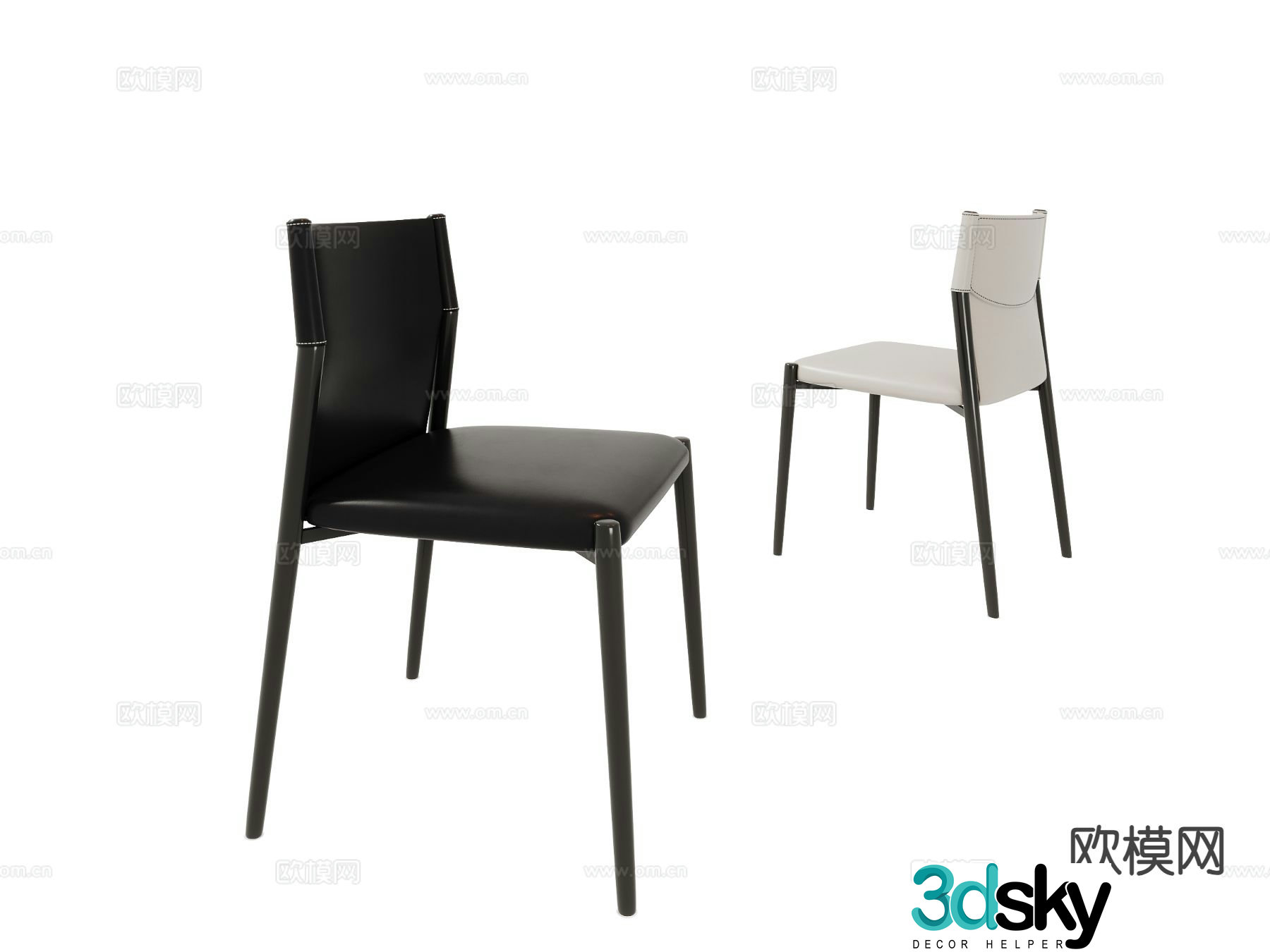 Modern dining chair leather dining chair single chair 3d model