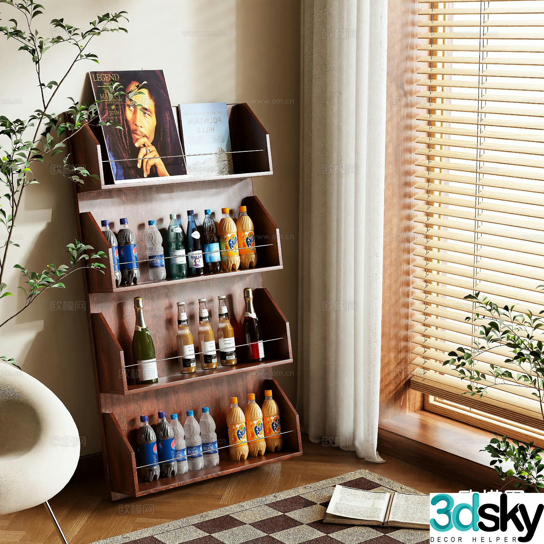 Wabi-sabi drink rack storage rack 3d model