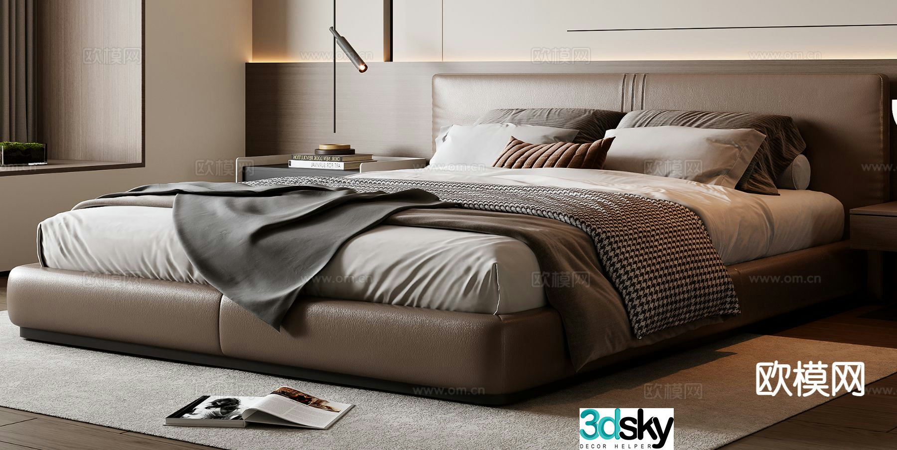 Modern double bed 3d model