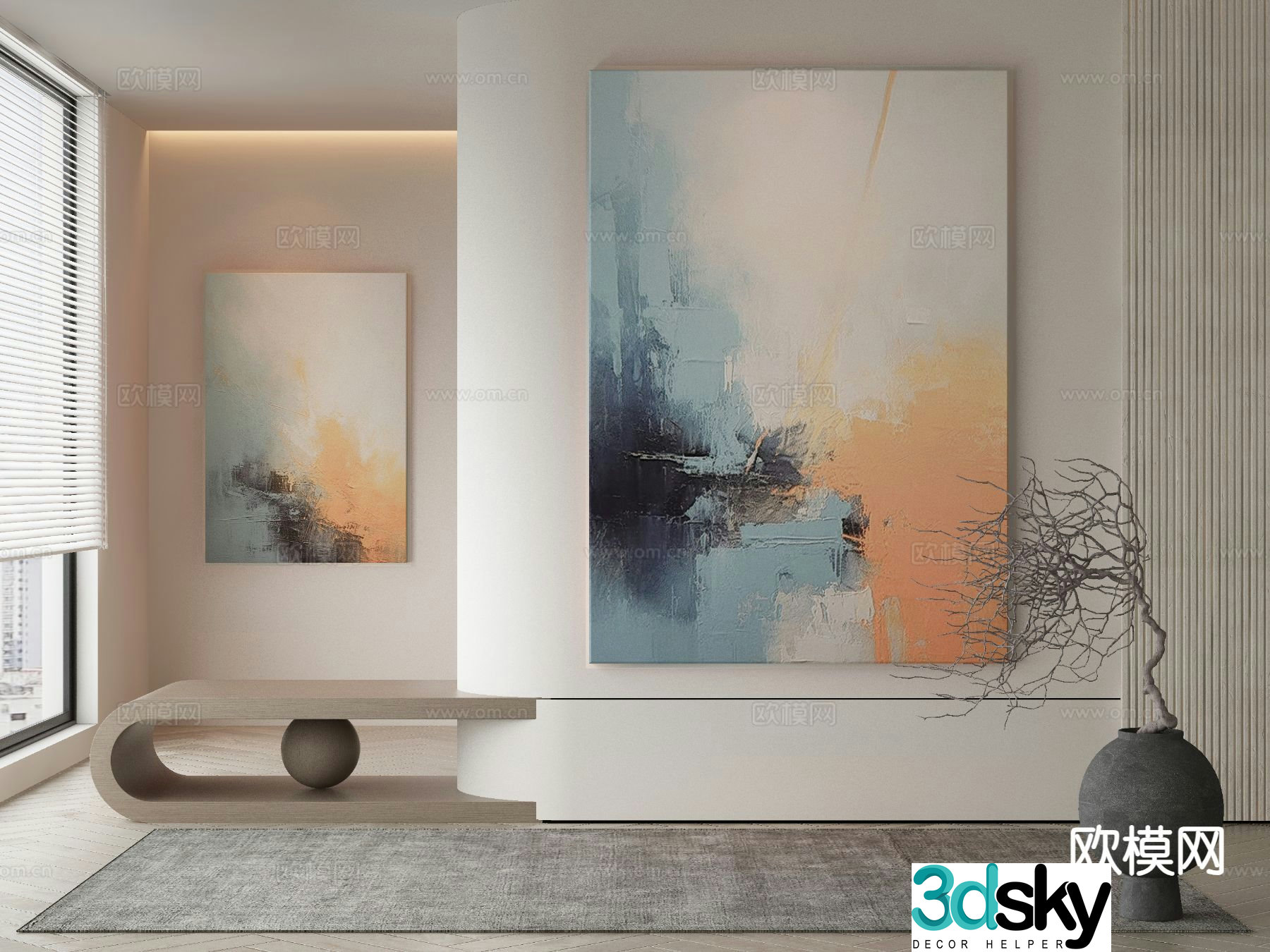 Modern art painting decorative painting 3d model