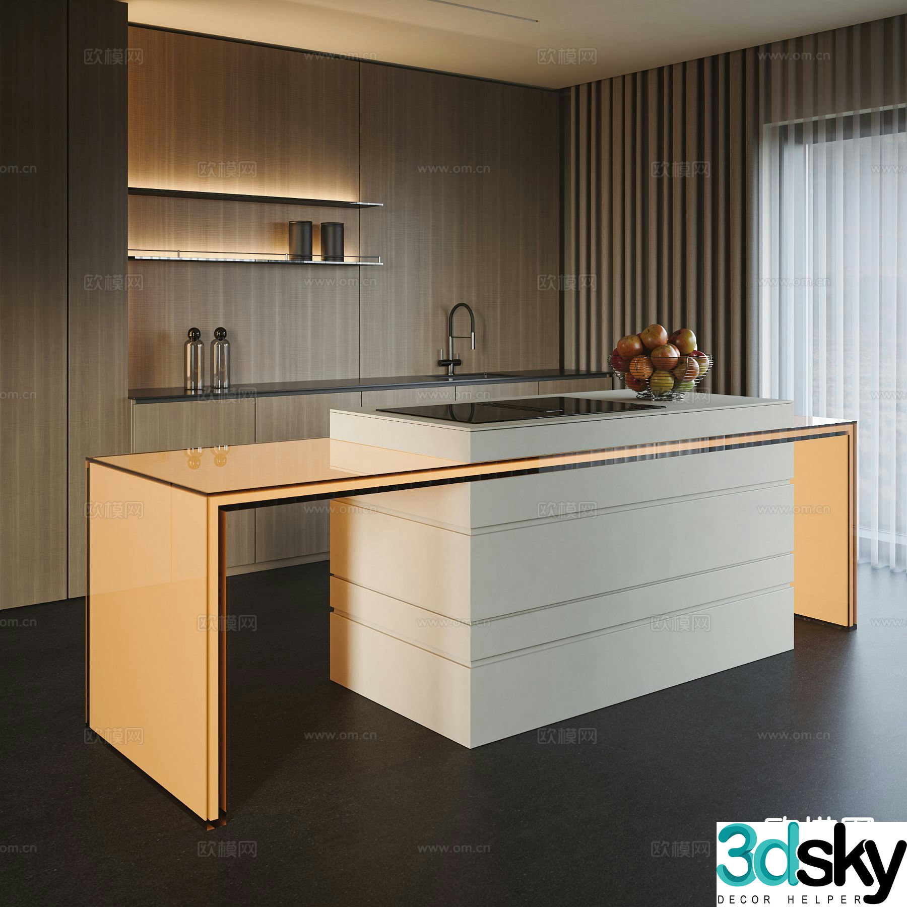 Modern island island cabinet 3d model