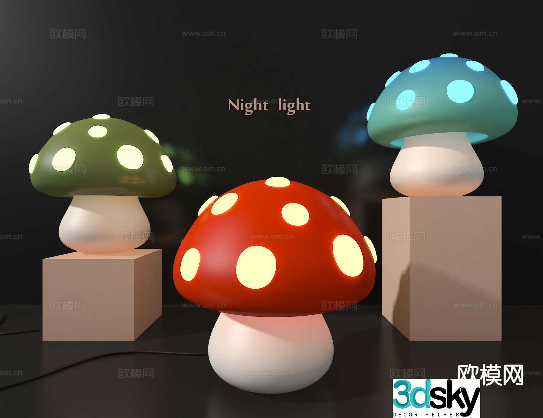 Mushroom lamp children’s desk lamp 3d model