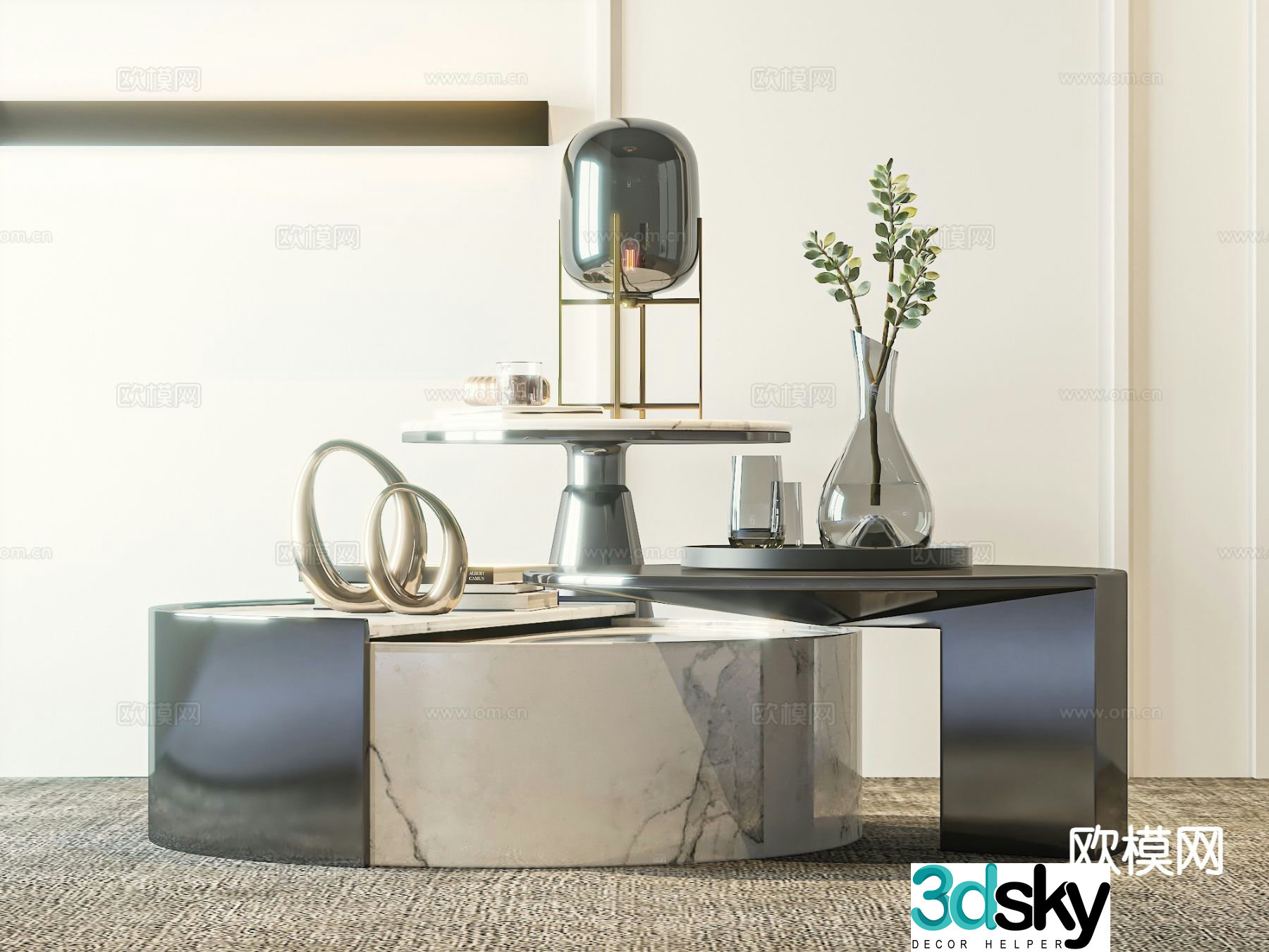 Modern double coffee table 3d model
