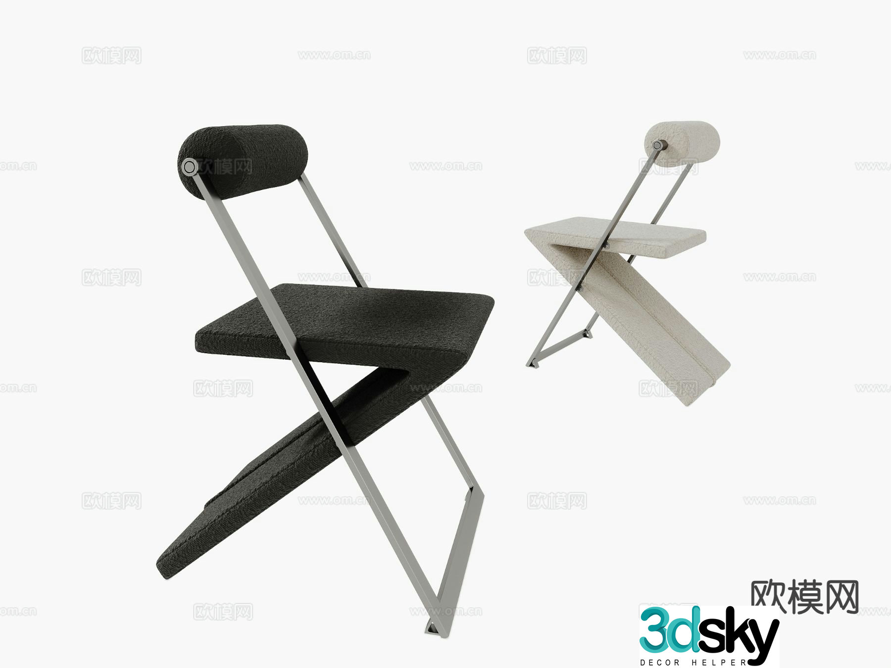 Modern single chair dining chair 3d model