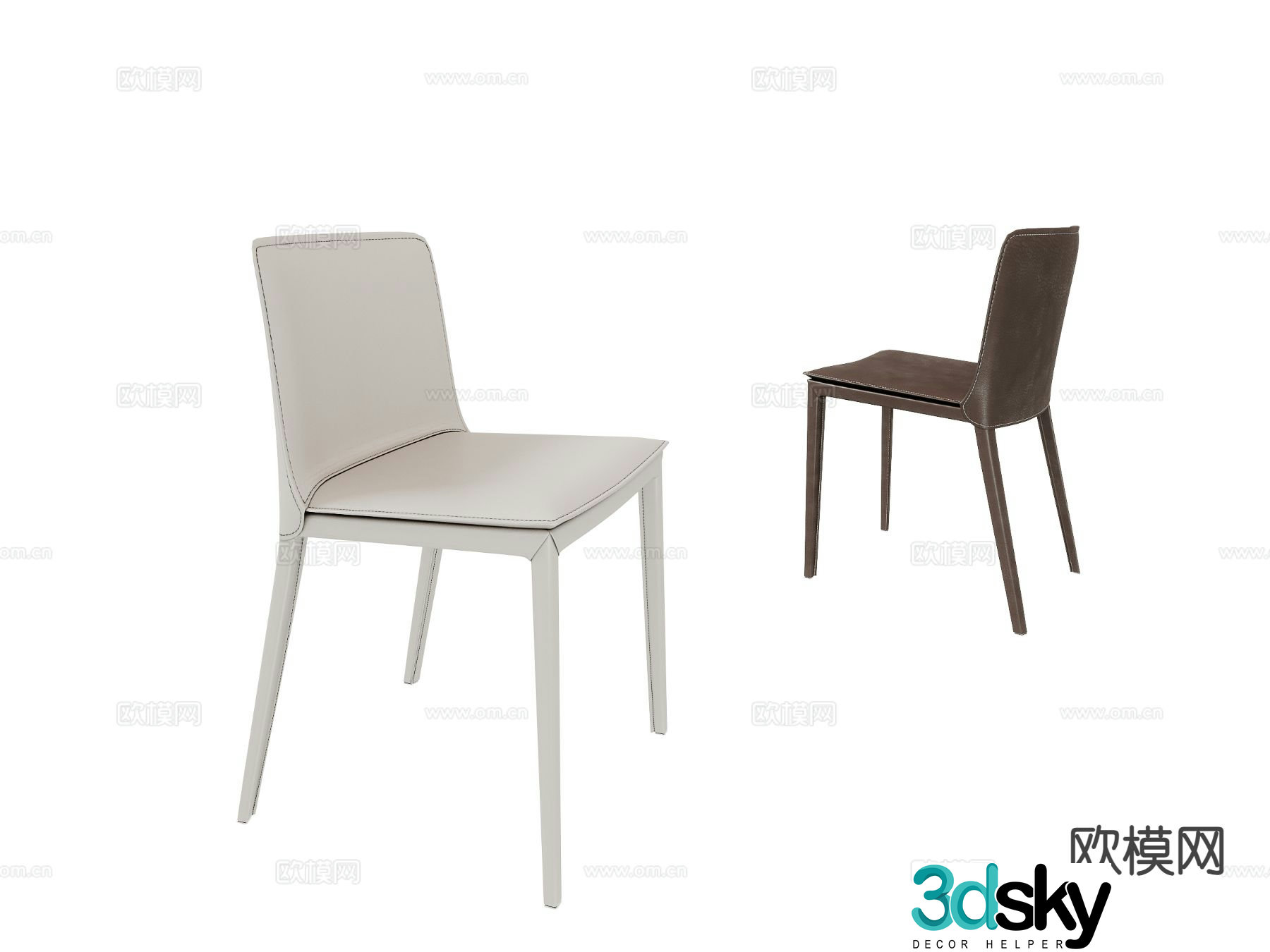 Modern dining chair leather dining chair single chair chair 3d model