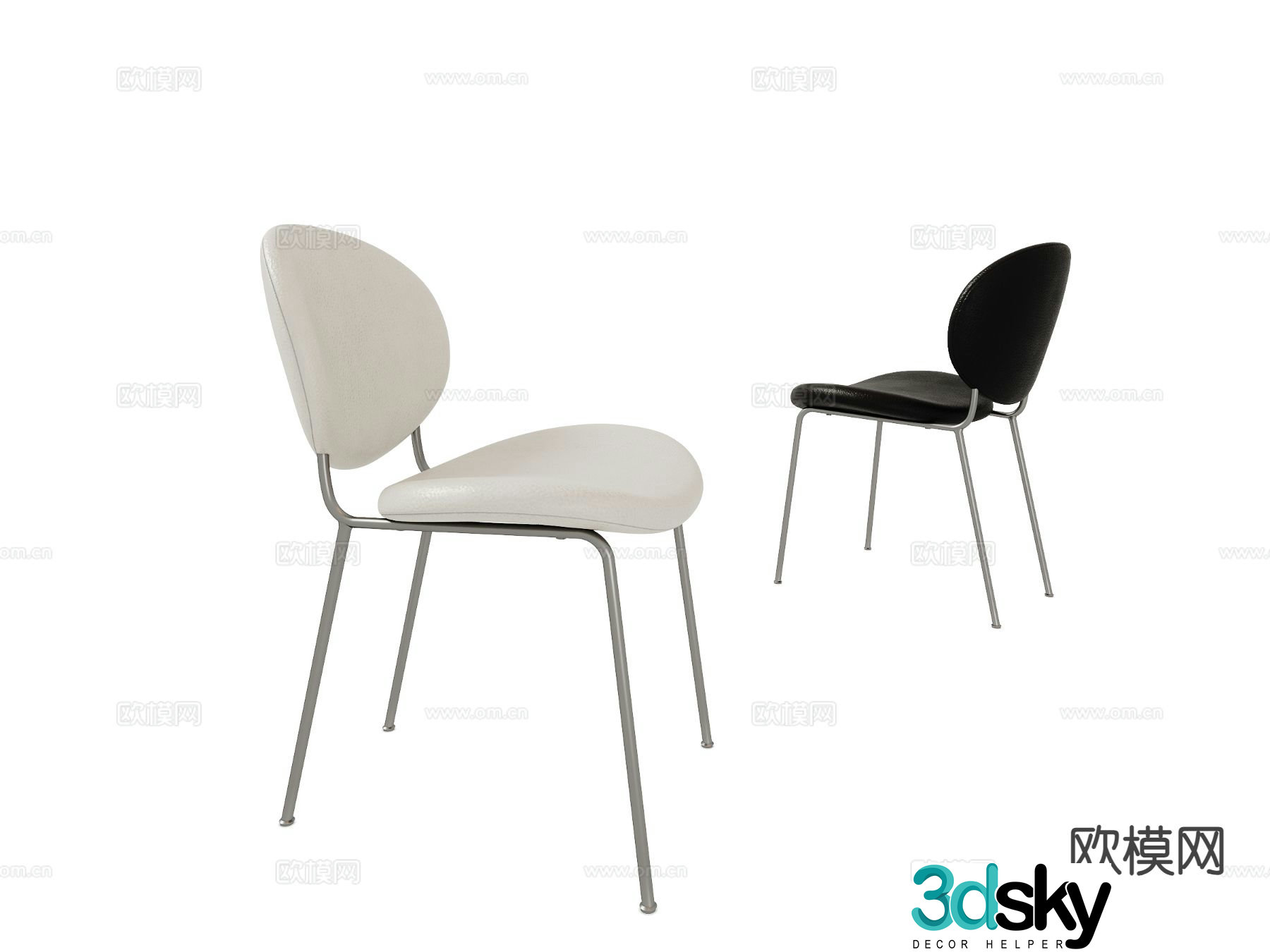 Modern single chair leather chair dining chair 3d model