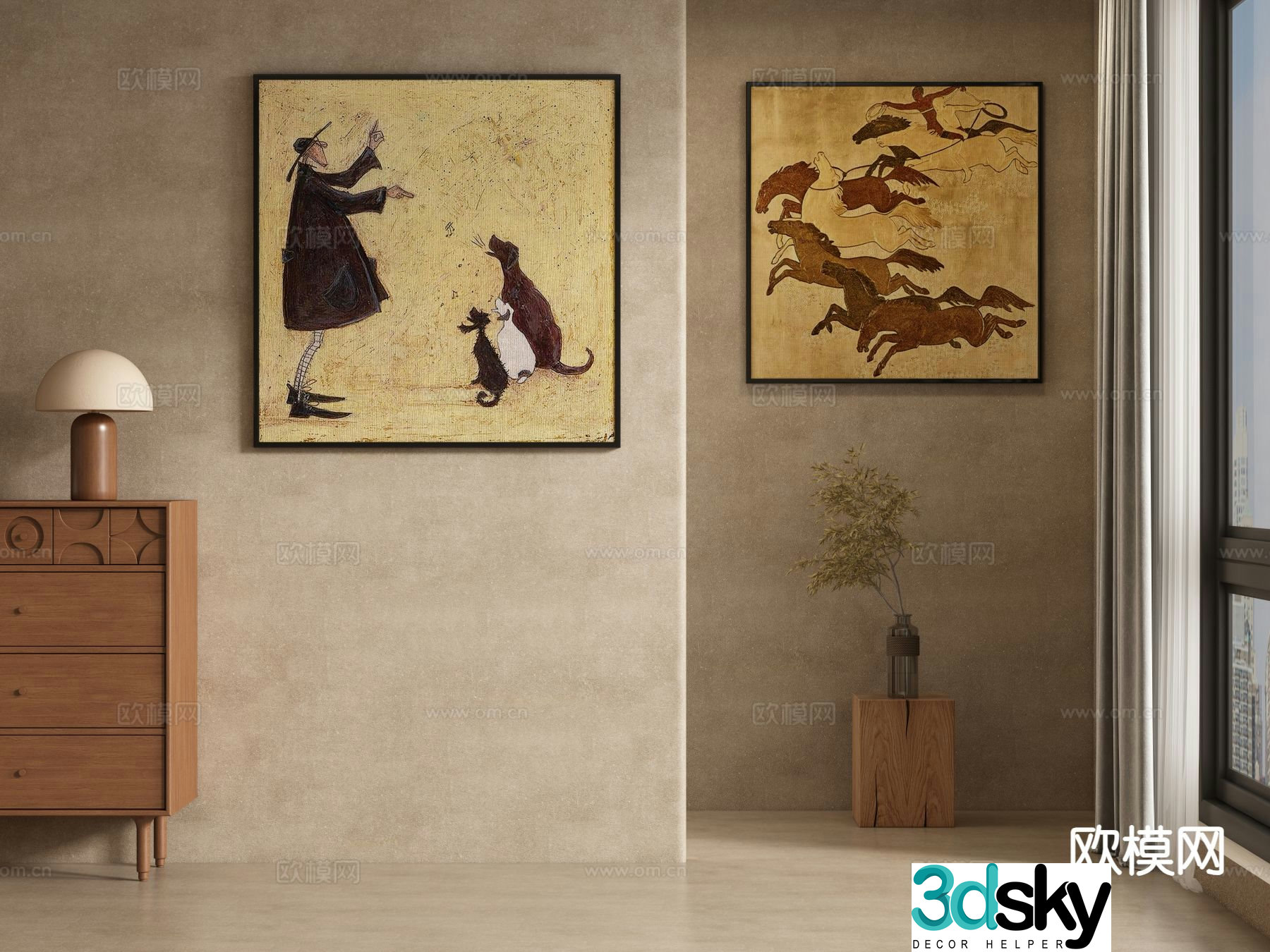 Medieval style decorative painting retro painting hanging painting 3D model