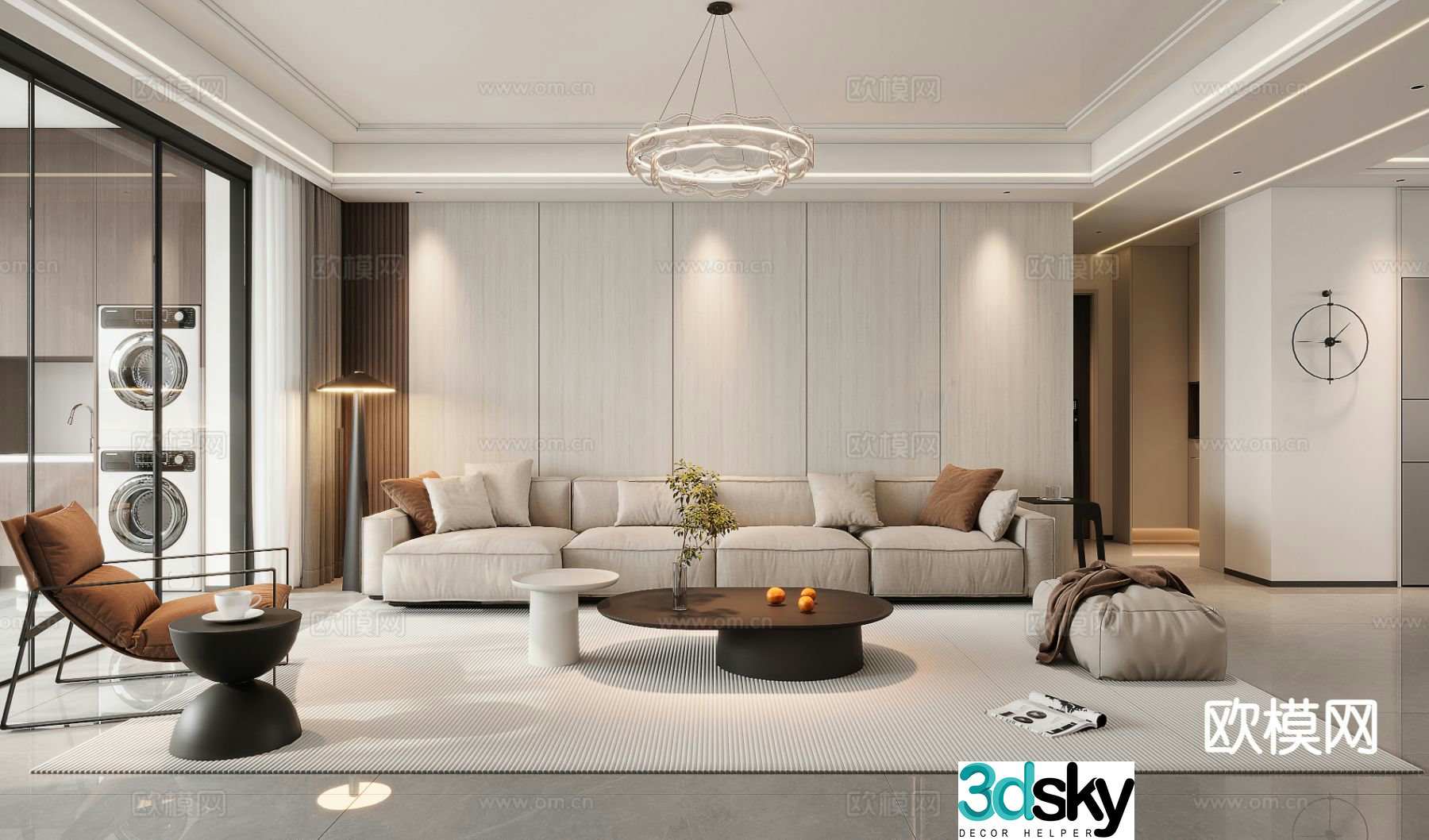 Light luxury living room 3D model