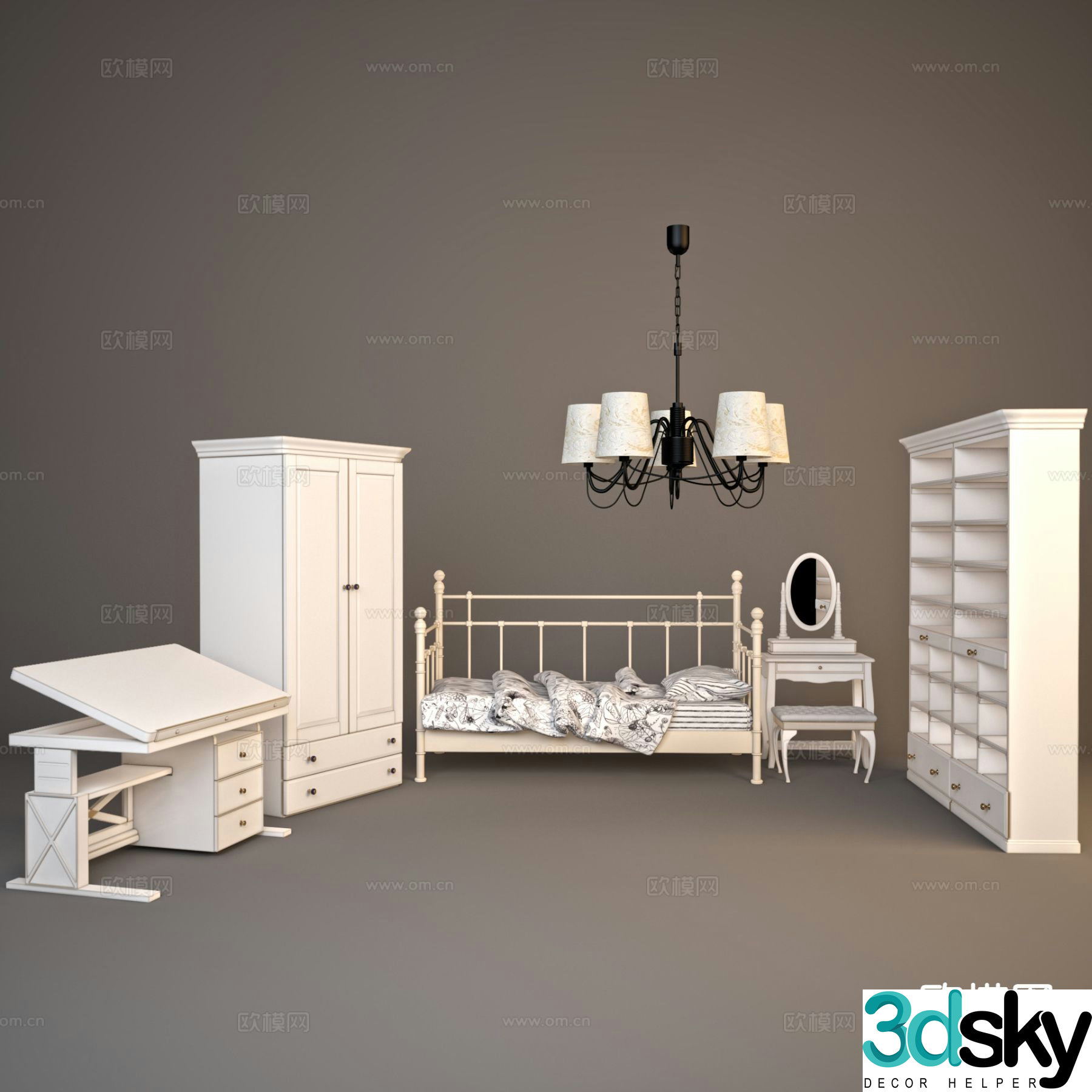 Modern crib children’s cabinet dresser 3d model