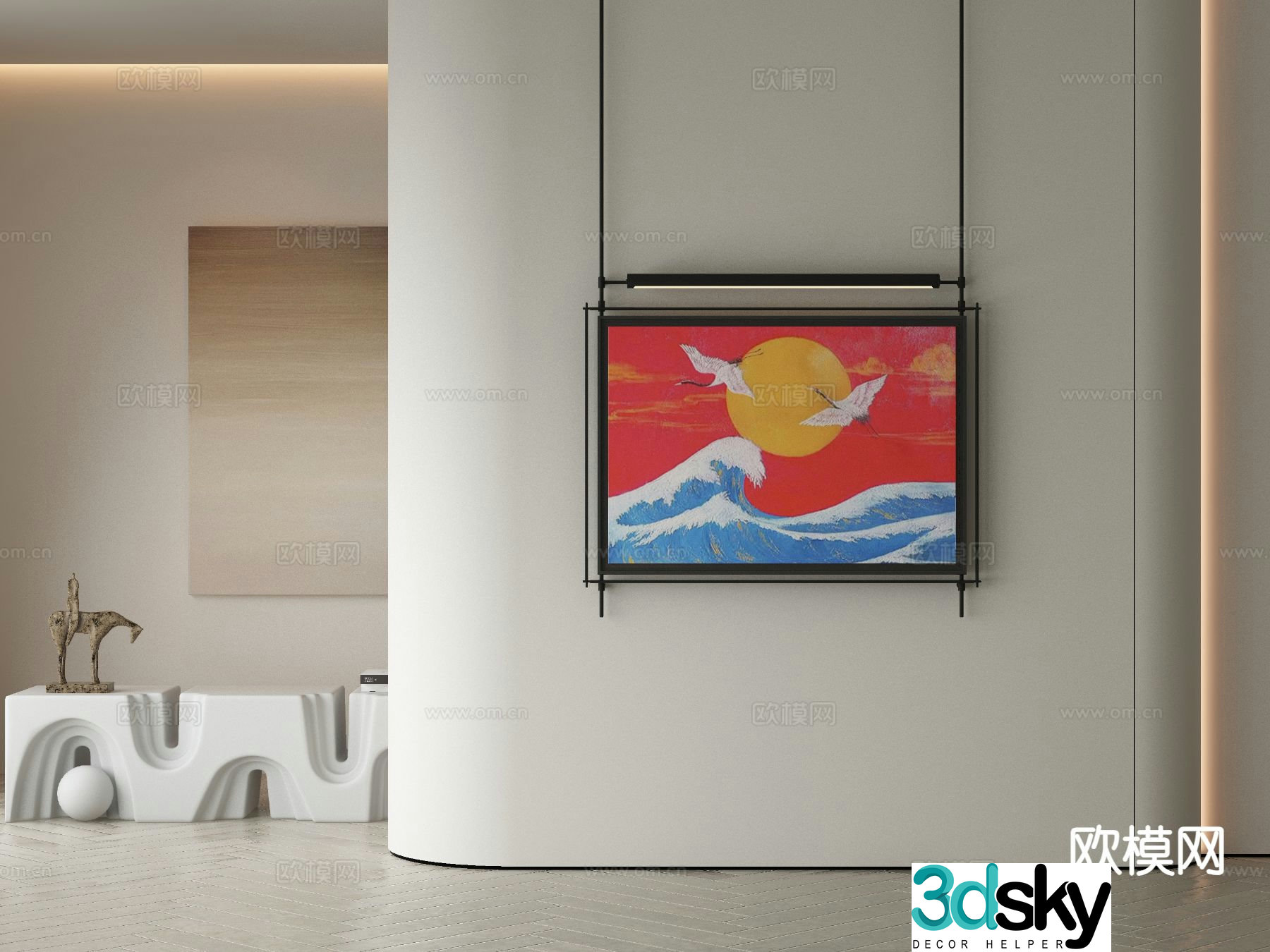 New Chinese style art painting decorative painting 3d model