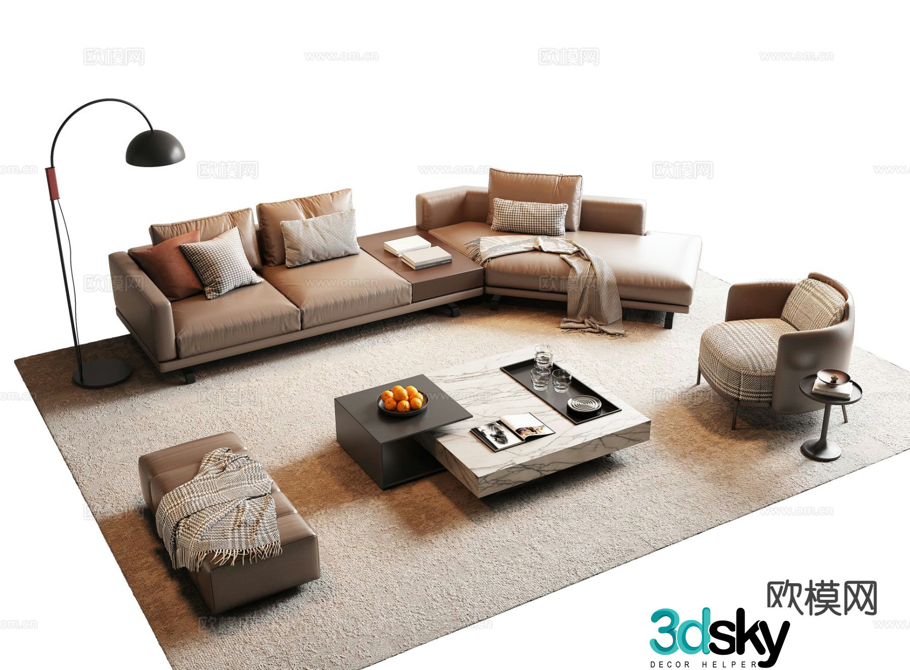 Italian sectional sofa 3d model