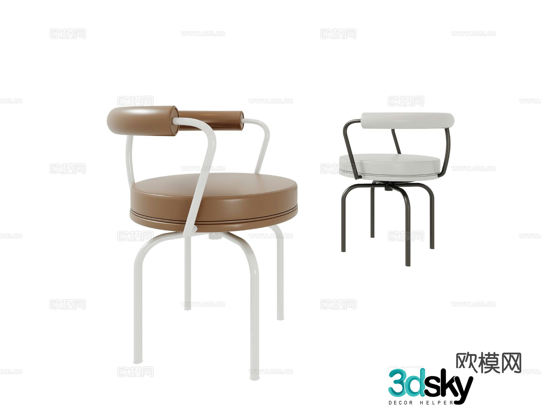 Modern single chair leather chair dining chair 3d model