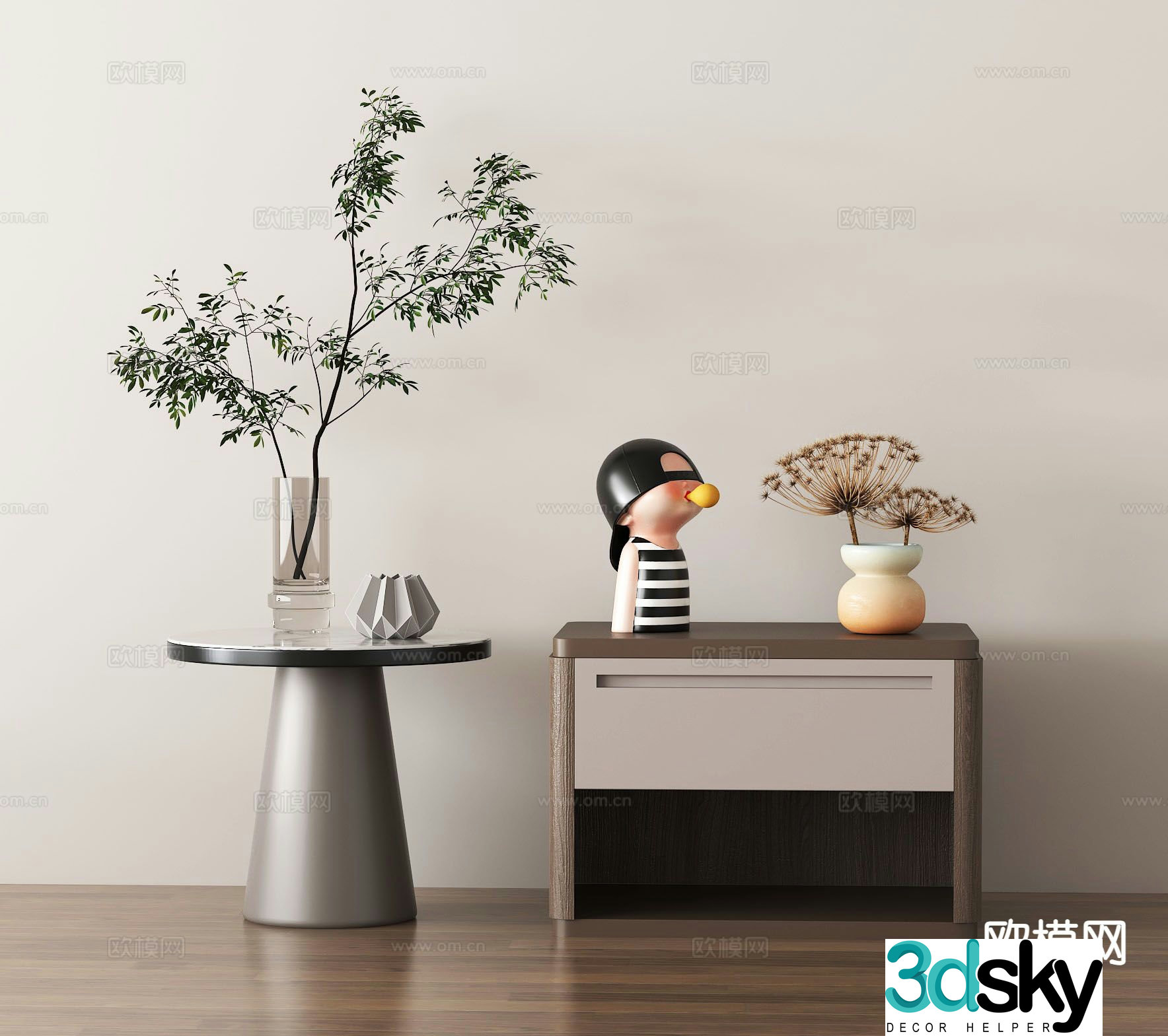 Modern bedside table 3d model