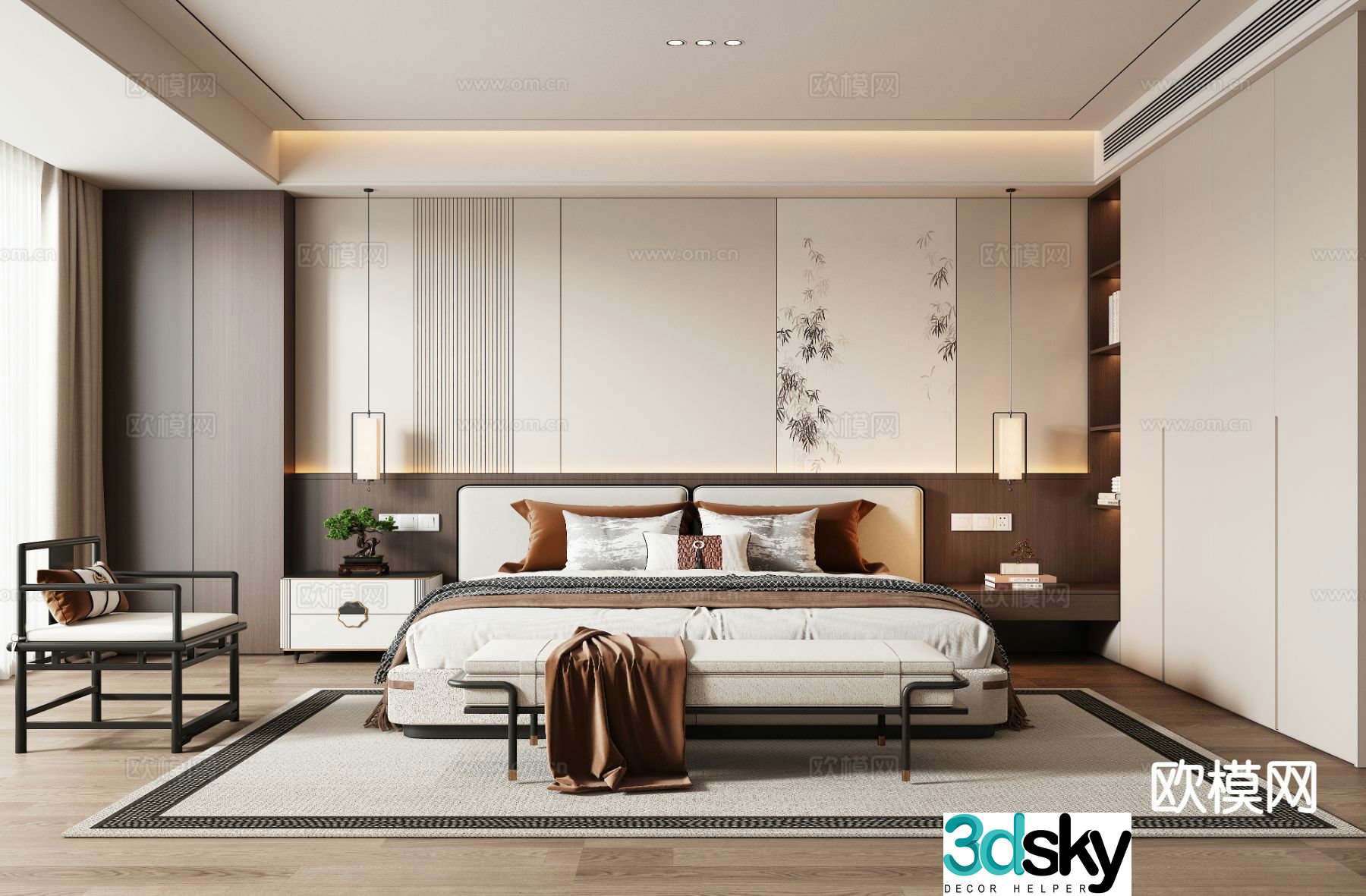 New Chinese style bedroom master bedroom 3d model