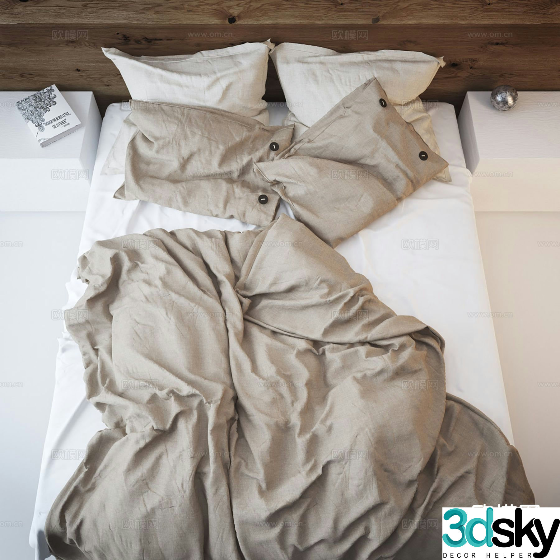 Modern double bed 3d model