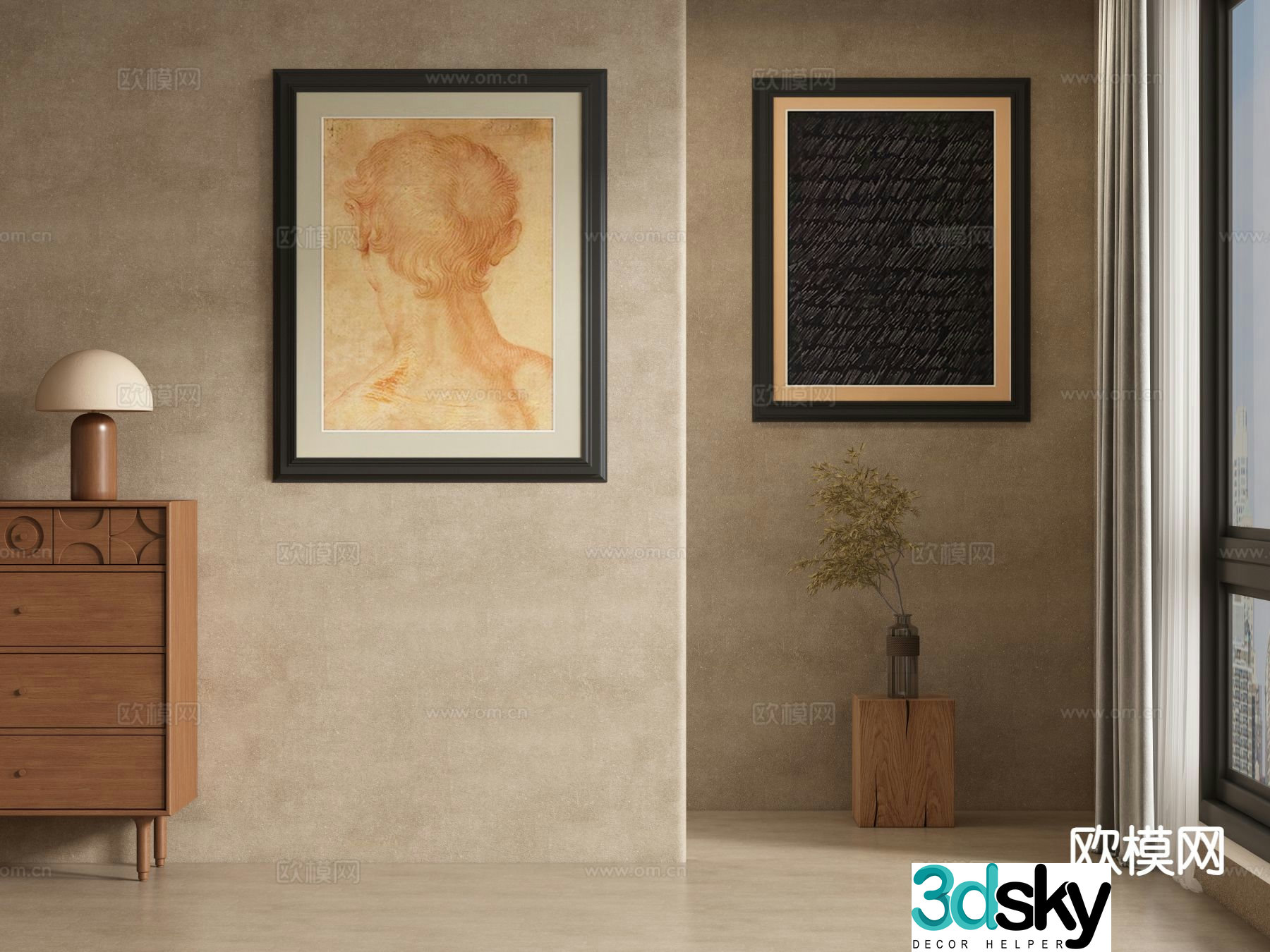 French decorative painting art painting hanging painting 3d model