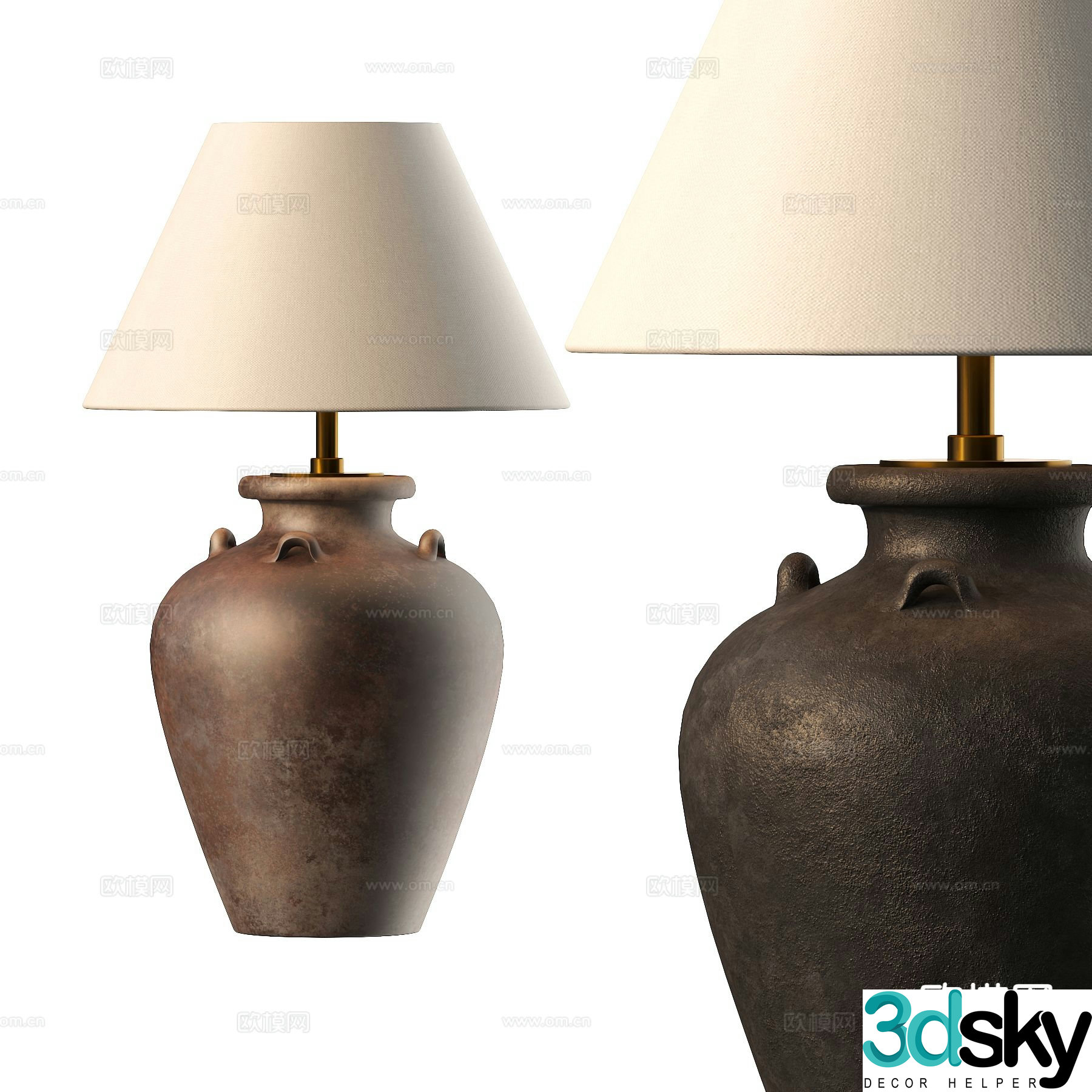 Wabi-sabi table lamp clay pot table lamp 3d model