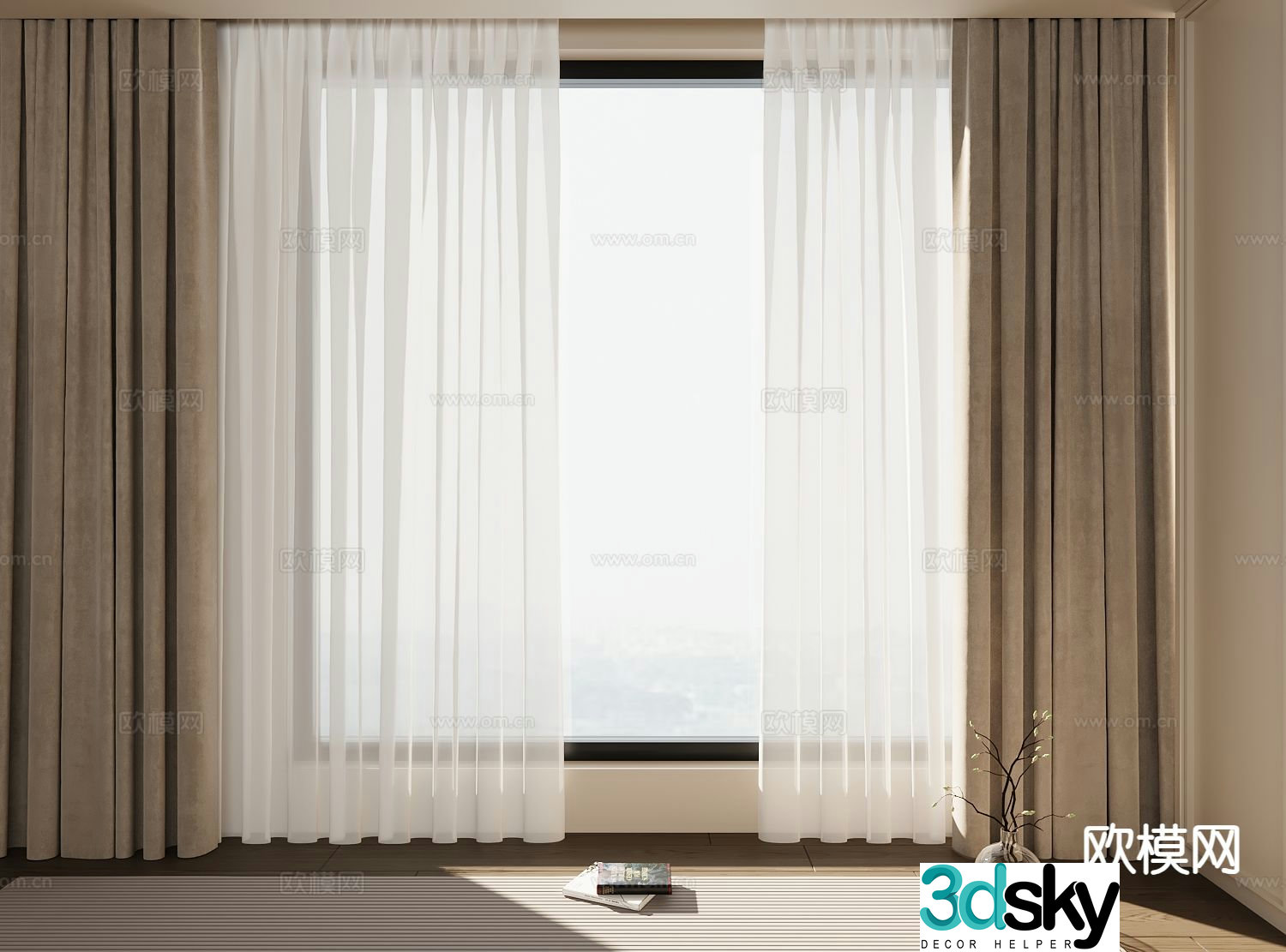 Modern gauze curtains curtains 3d model