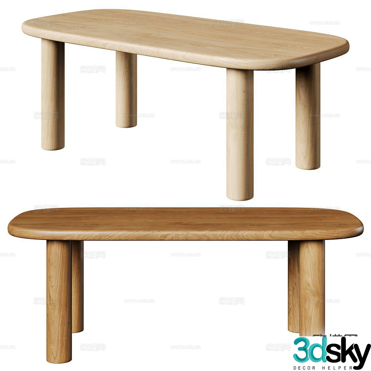 Log style coffee table 3D model
