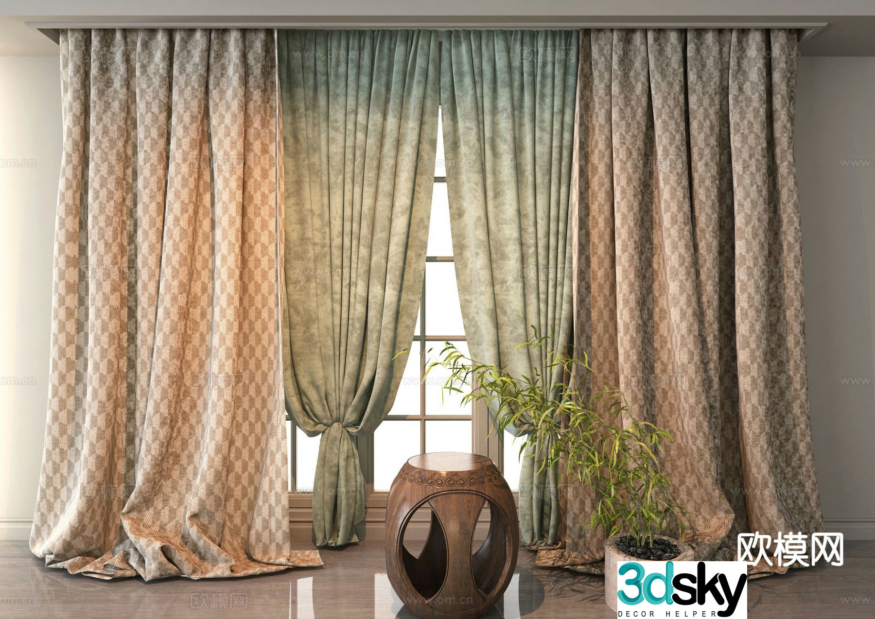 Curtains Window Screen 3d model