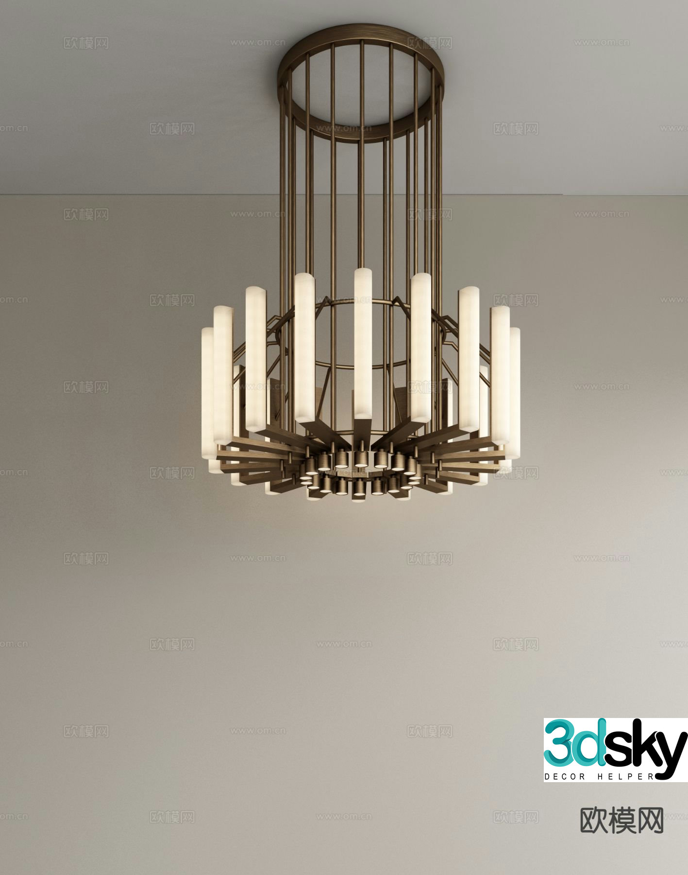 Light luxury multi-head chandelier metal chandelier 3D model