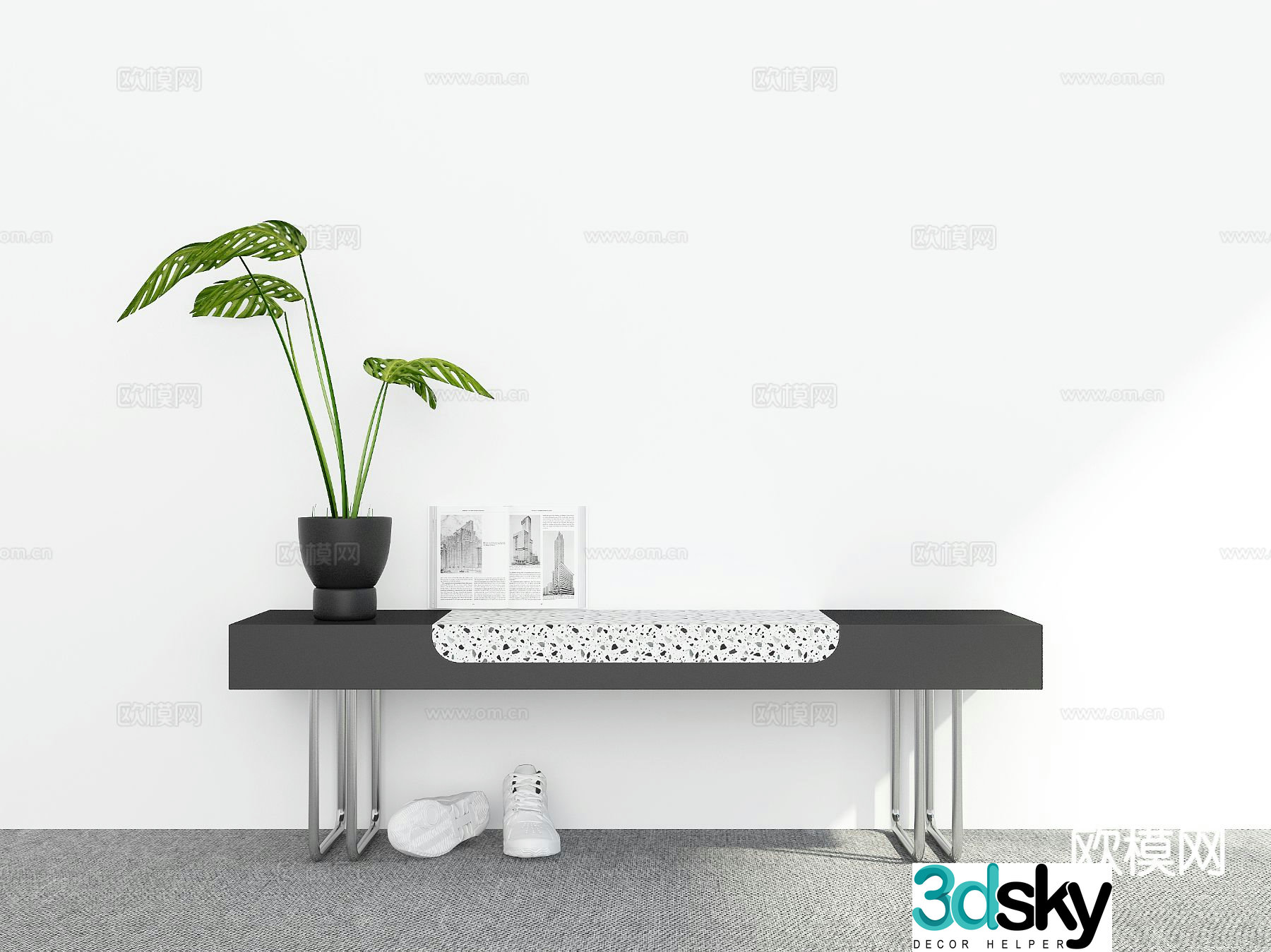 Modern shoe changing stool bench stool 3d model