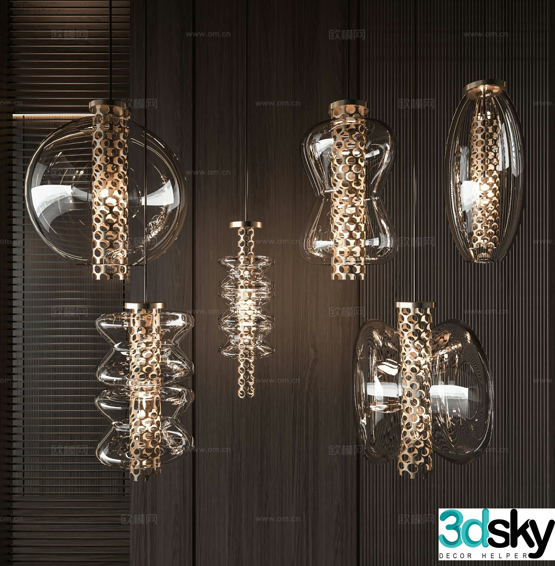 Light luxury glass chandelier 3d model