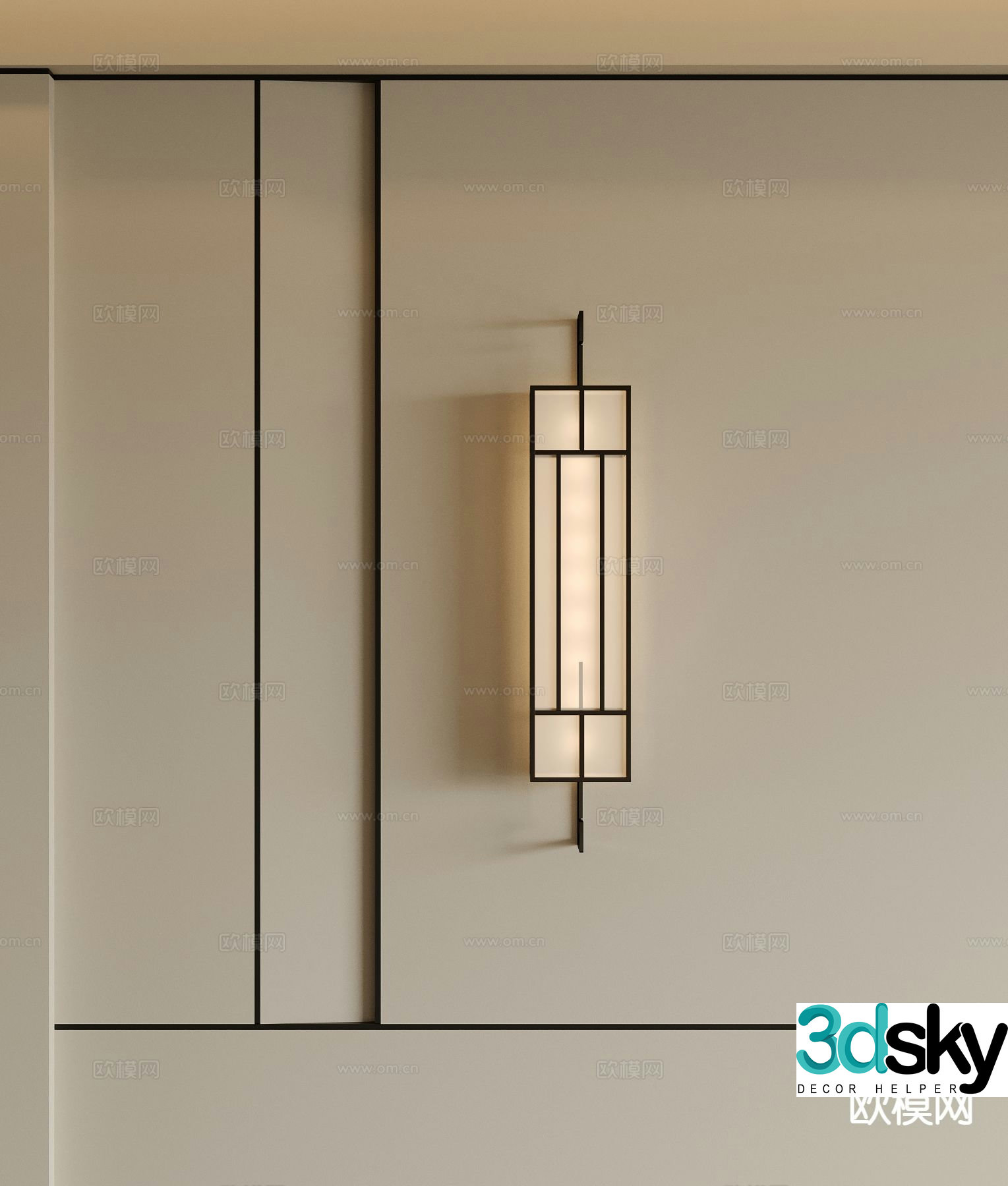 New Chinese style wall lamp wrought iron wall lamp 3d model