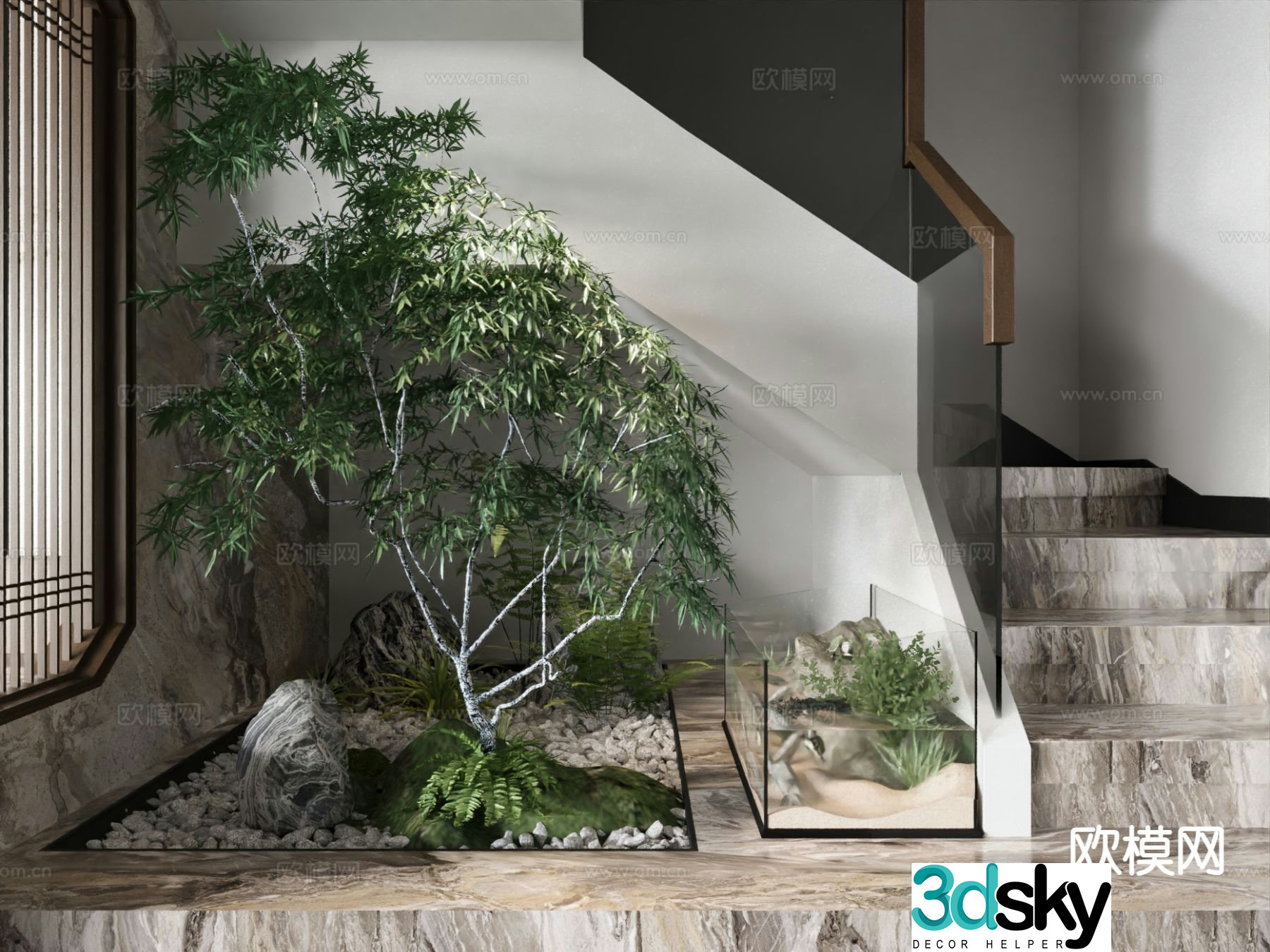 Modern interior landscape staircase landscape 3d model