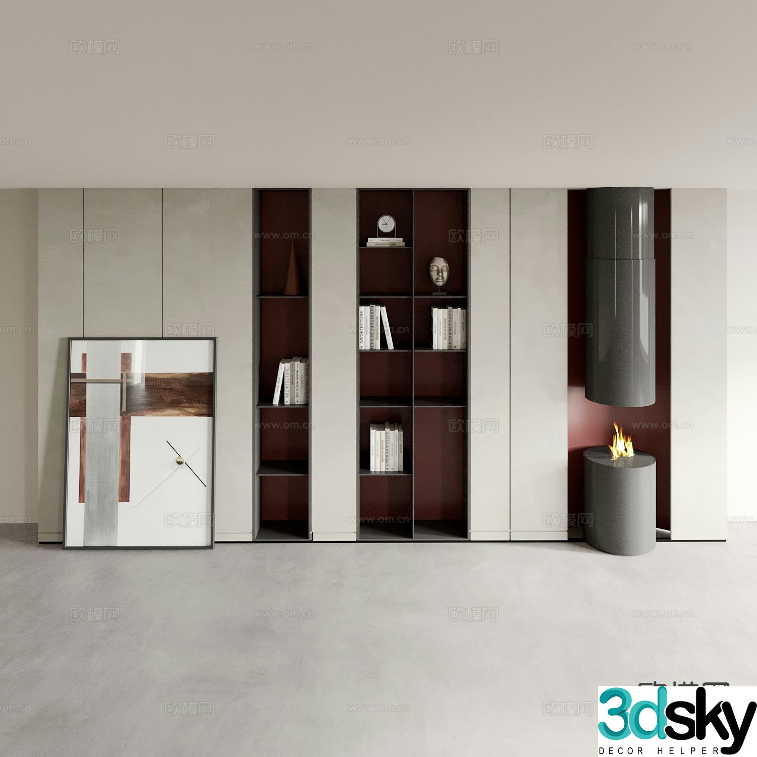 Modern bookcase display cabinet 3d model
