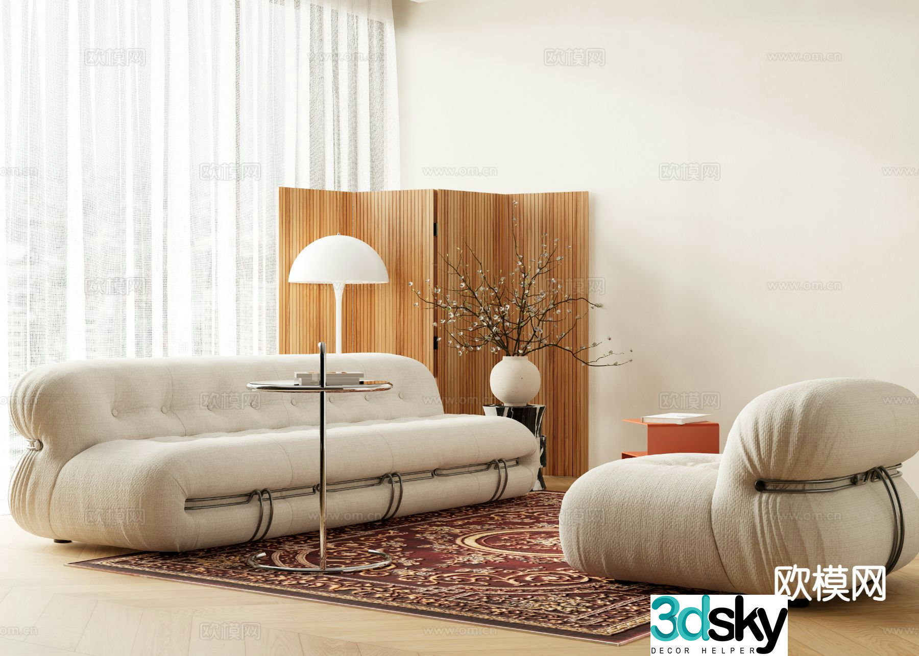 Cream style modular sofa 3d model
