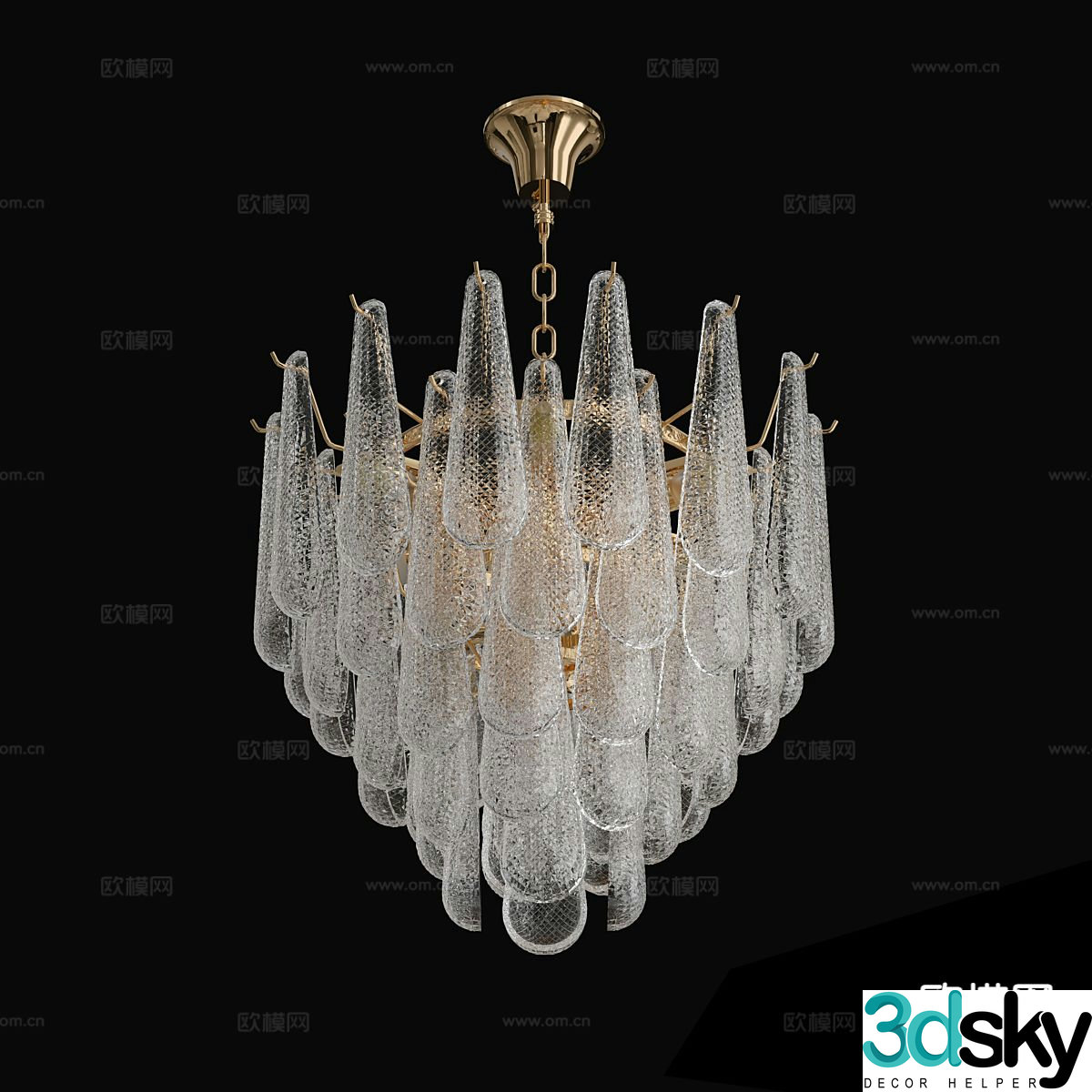 Light luxury chandelier crystal chandelier 3d model