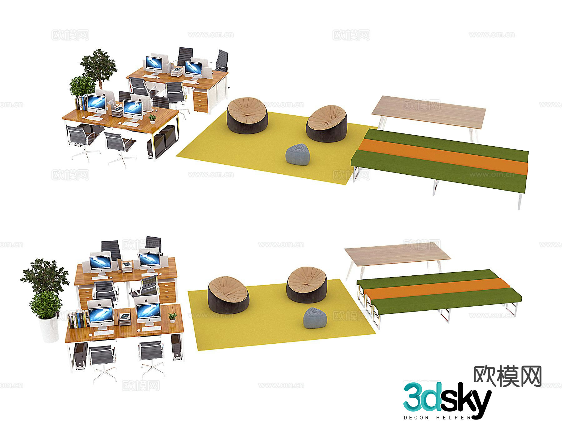 Office desk and chair 3d model