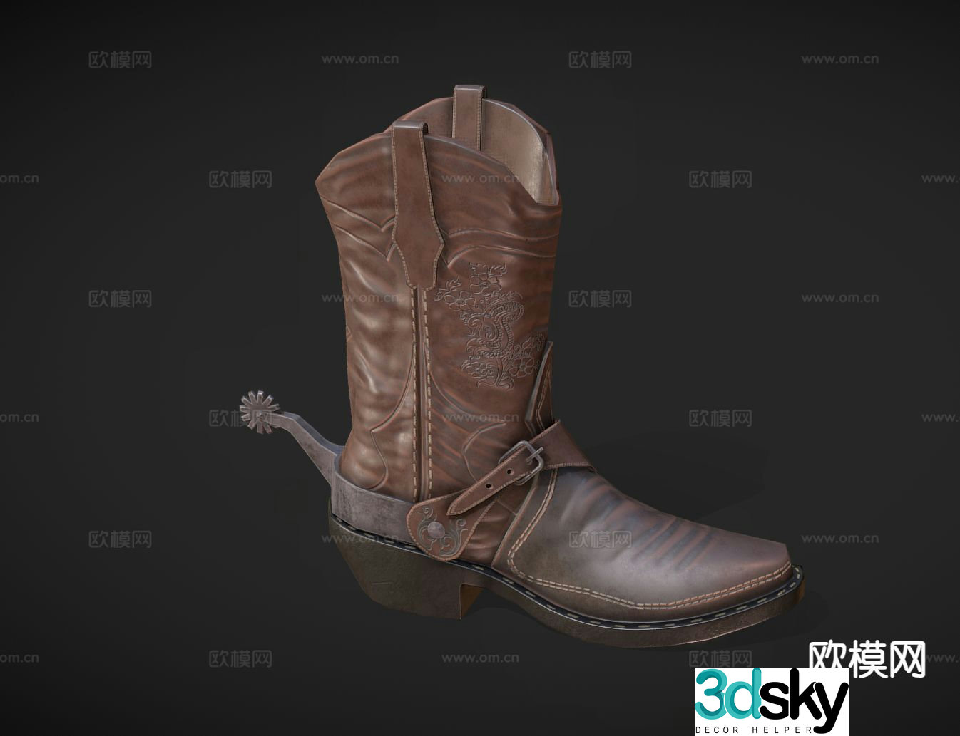 cowboy boots shoes leather boots boots 3d model