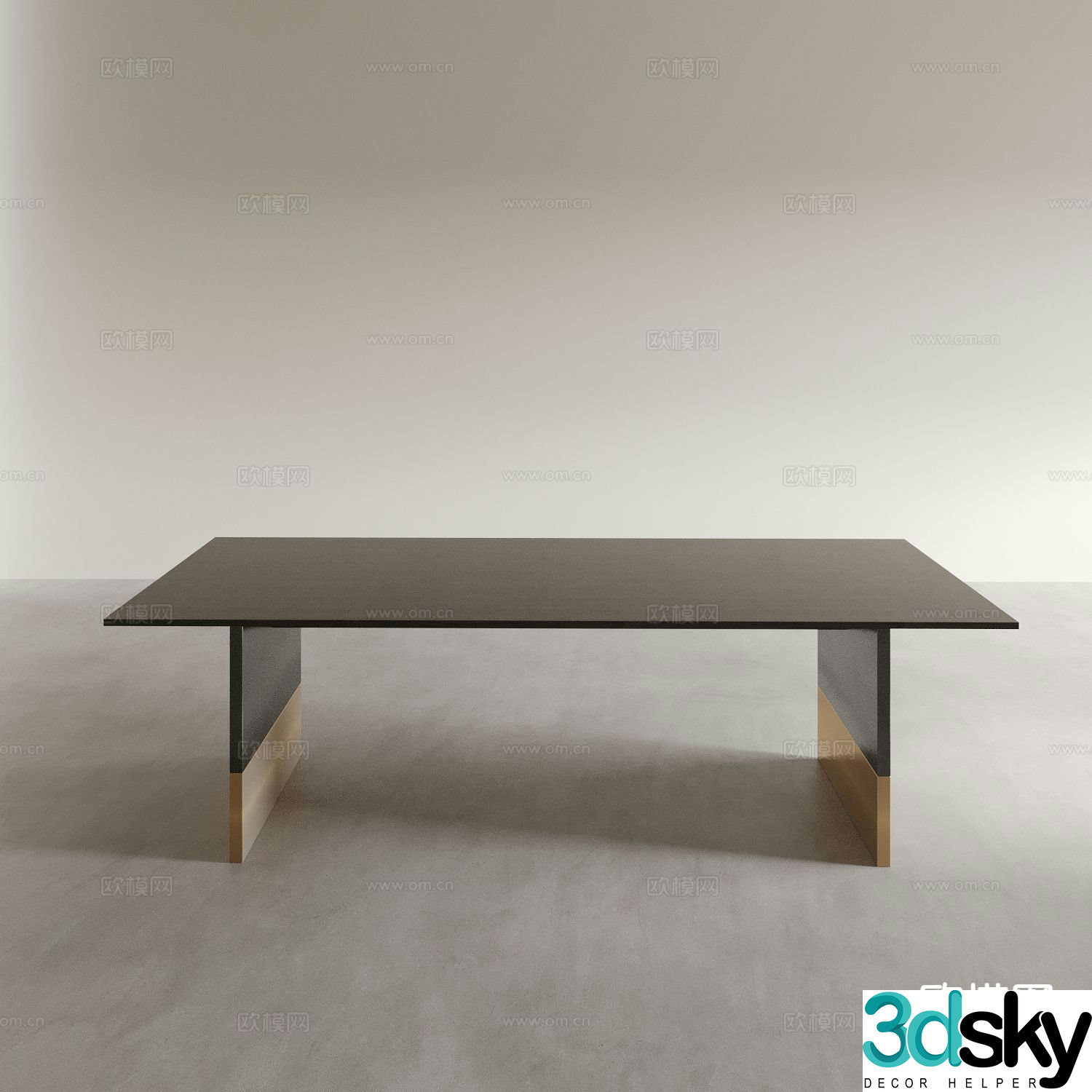 Modern dining table long table square table 3d model