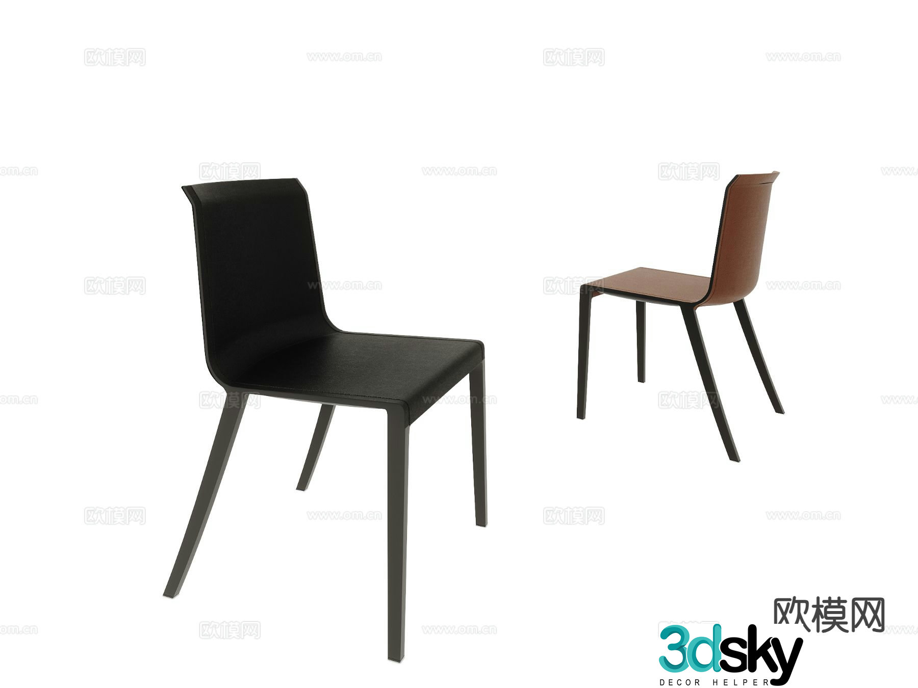 Modern chair leather dining chair single chair 3d model