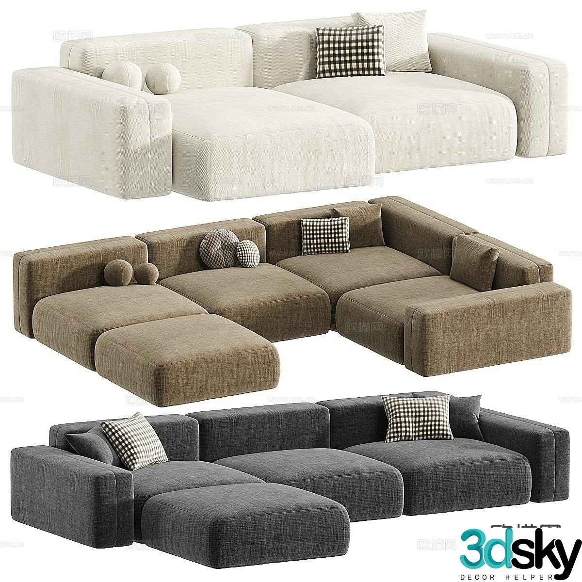 Multi-person sofa modular sofa corner sofa 3d model