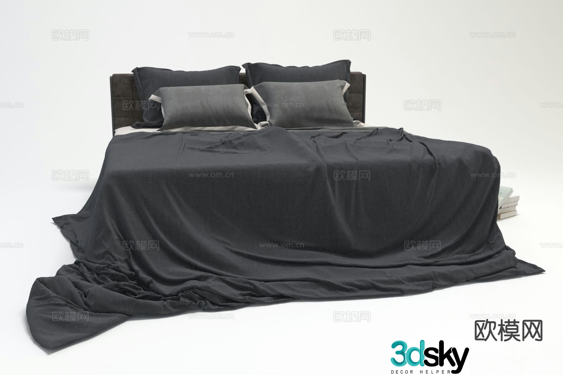 Modern fabric double bed 3d model